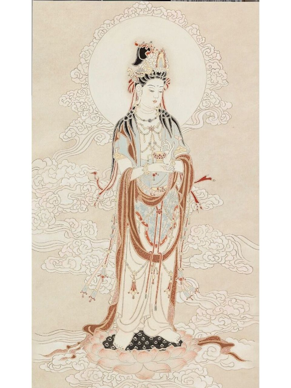 大势至菩萨 30cmx50cm 纸本设色