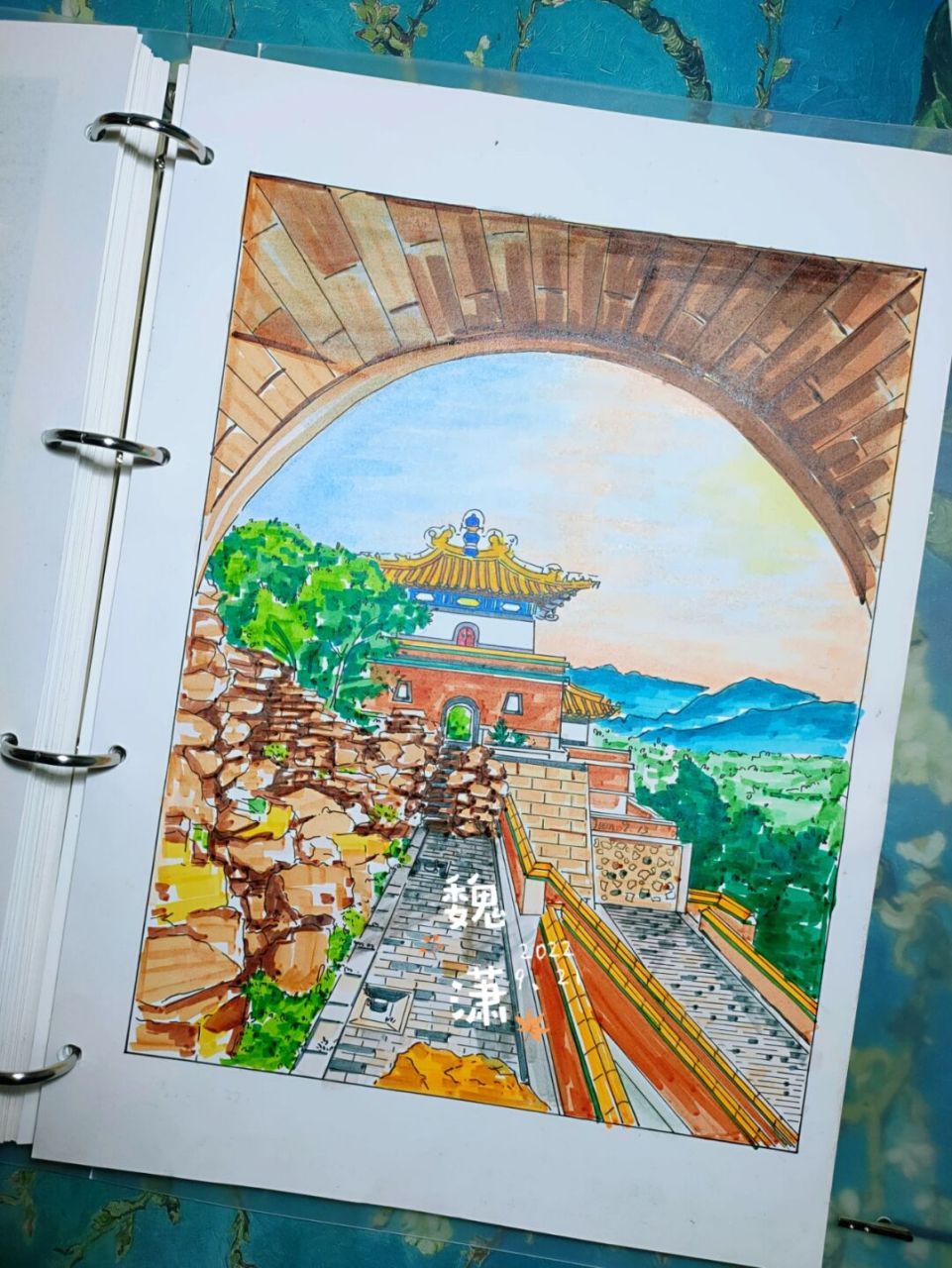 马克笔风景画# #风景画# #我是原创插画师# #原创插画# #颐和园