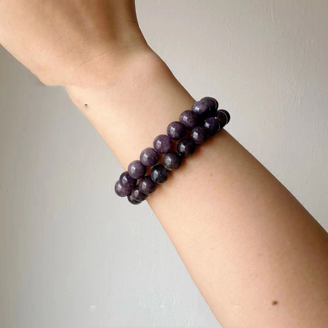 紫锂云母水晶手串909890 紫锂云母 purple lepidolite90 "锂