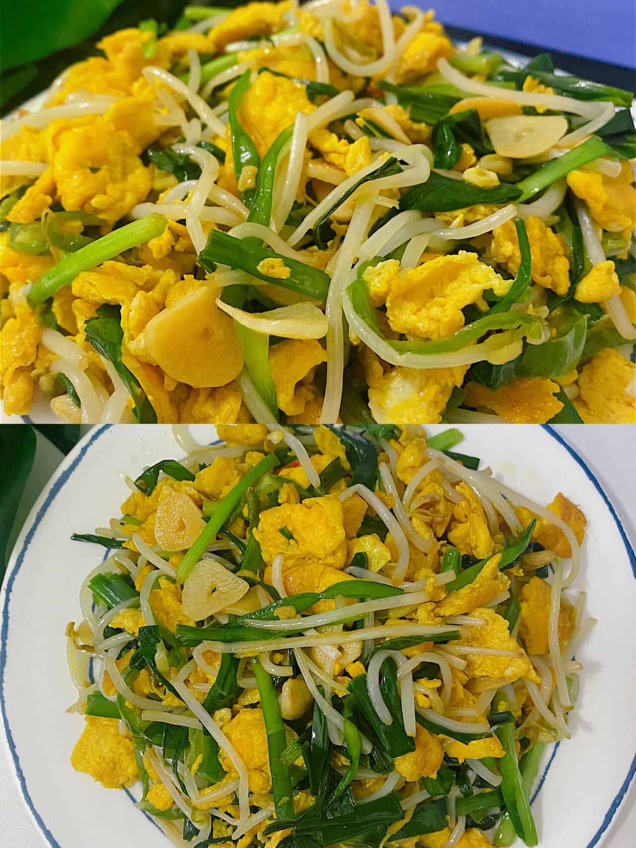 韭菜豆芽炒鸡蛋 称之为减肥的第40天😂