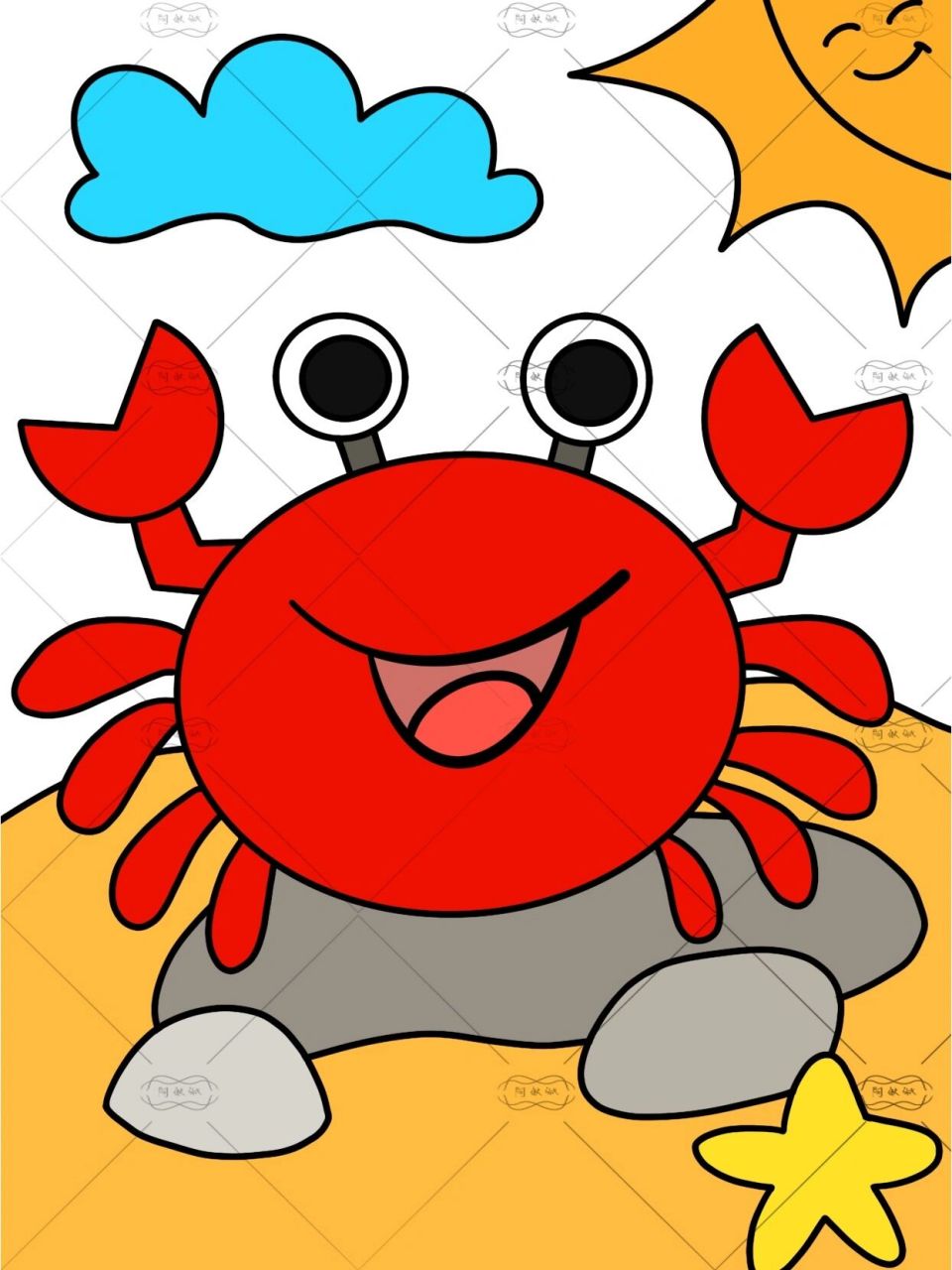 少儿美术|小螃蟹儿童画|6-8岁儿童画|马克笔 今天一起来画小螃蟹吧