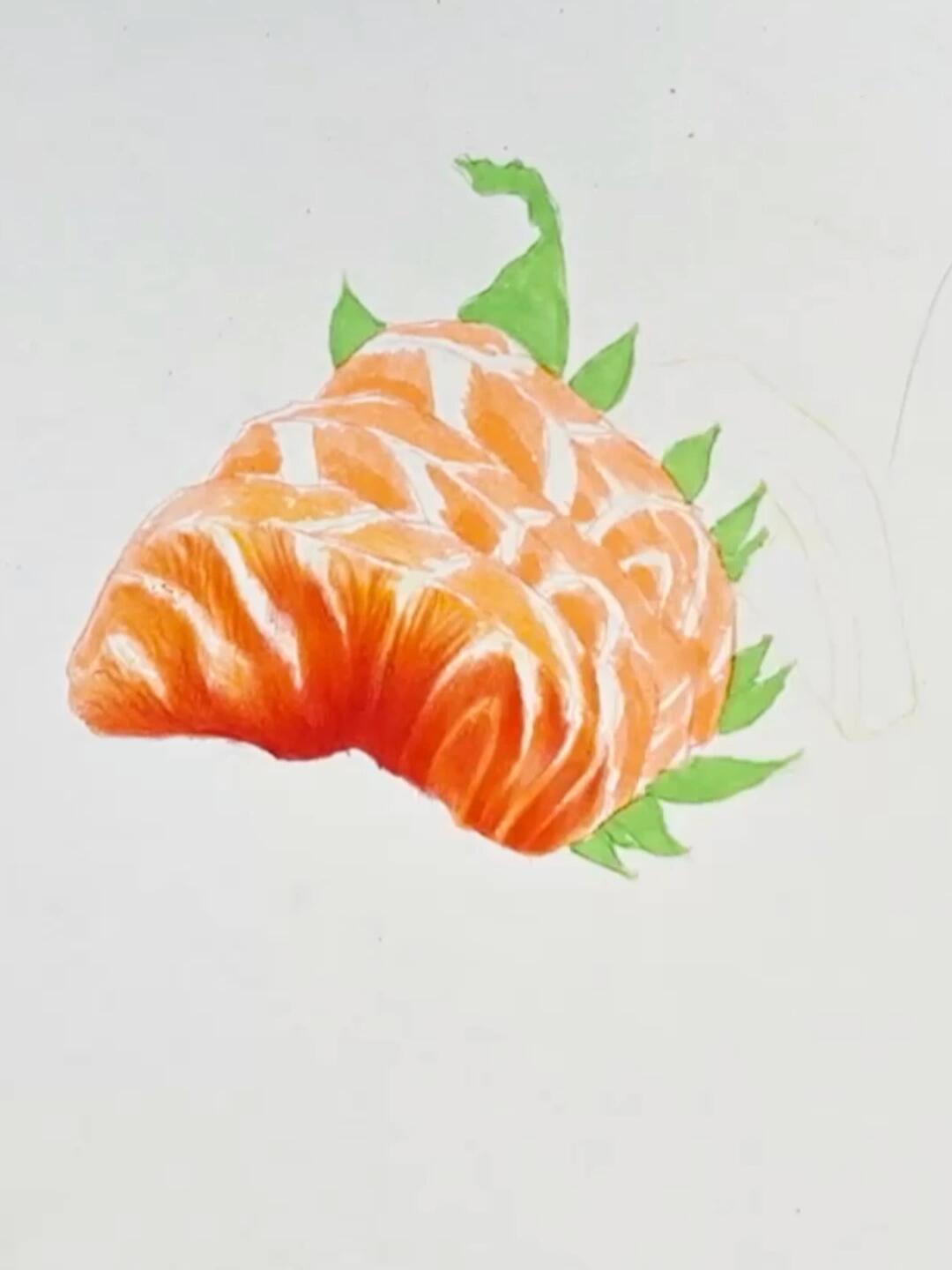 彩铅手绘三文鱼过程分享