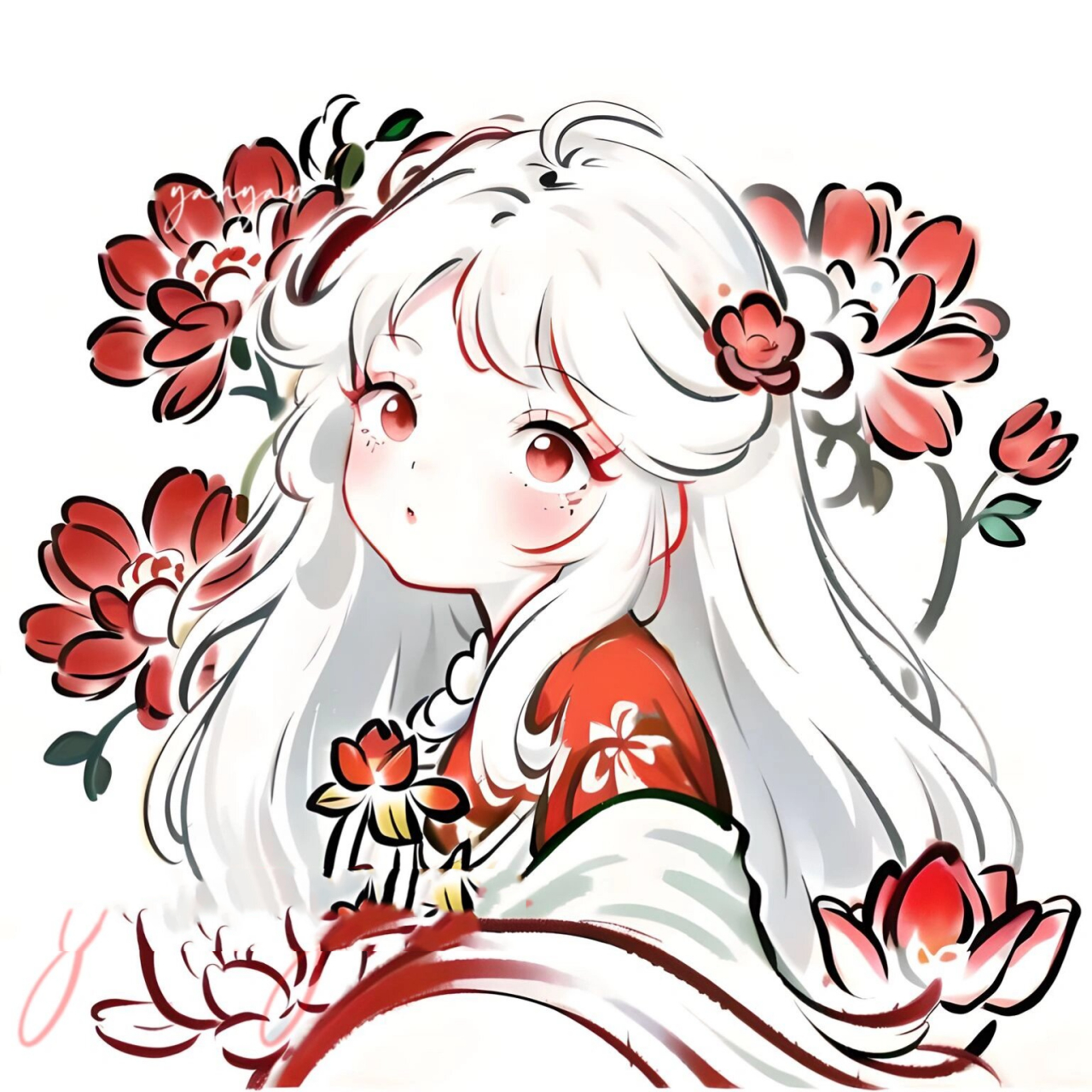 古风极简头像|红莲少女 #搞的就是艺术# #业火红莲##古风头像# #女生