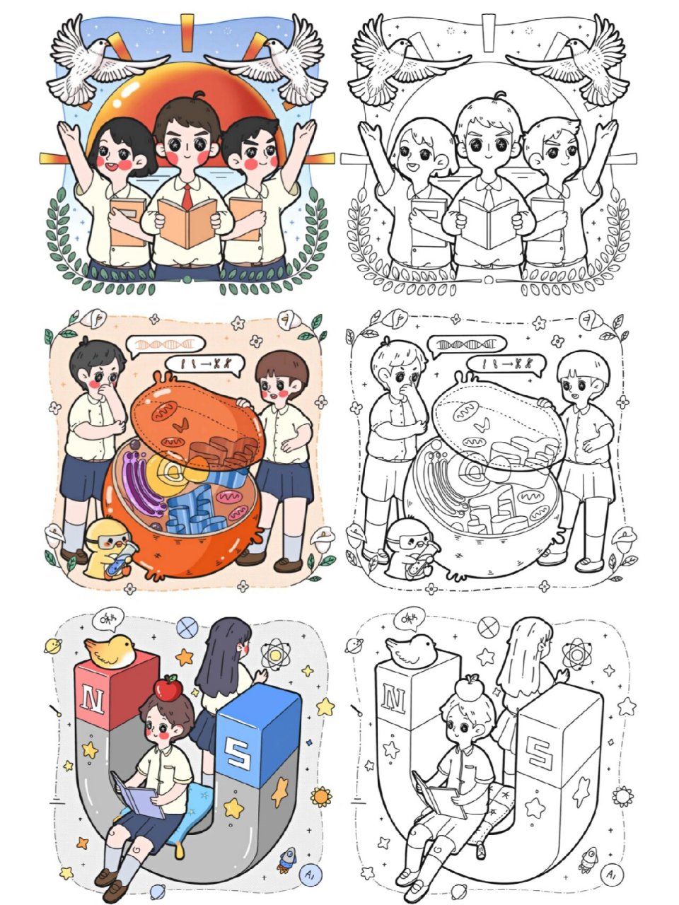 学科简笔画‖超适合绘画初学者临摹(线稿)  保姆级绘画临摹分享来啦