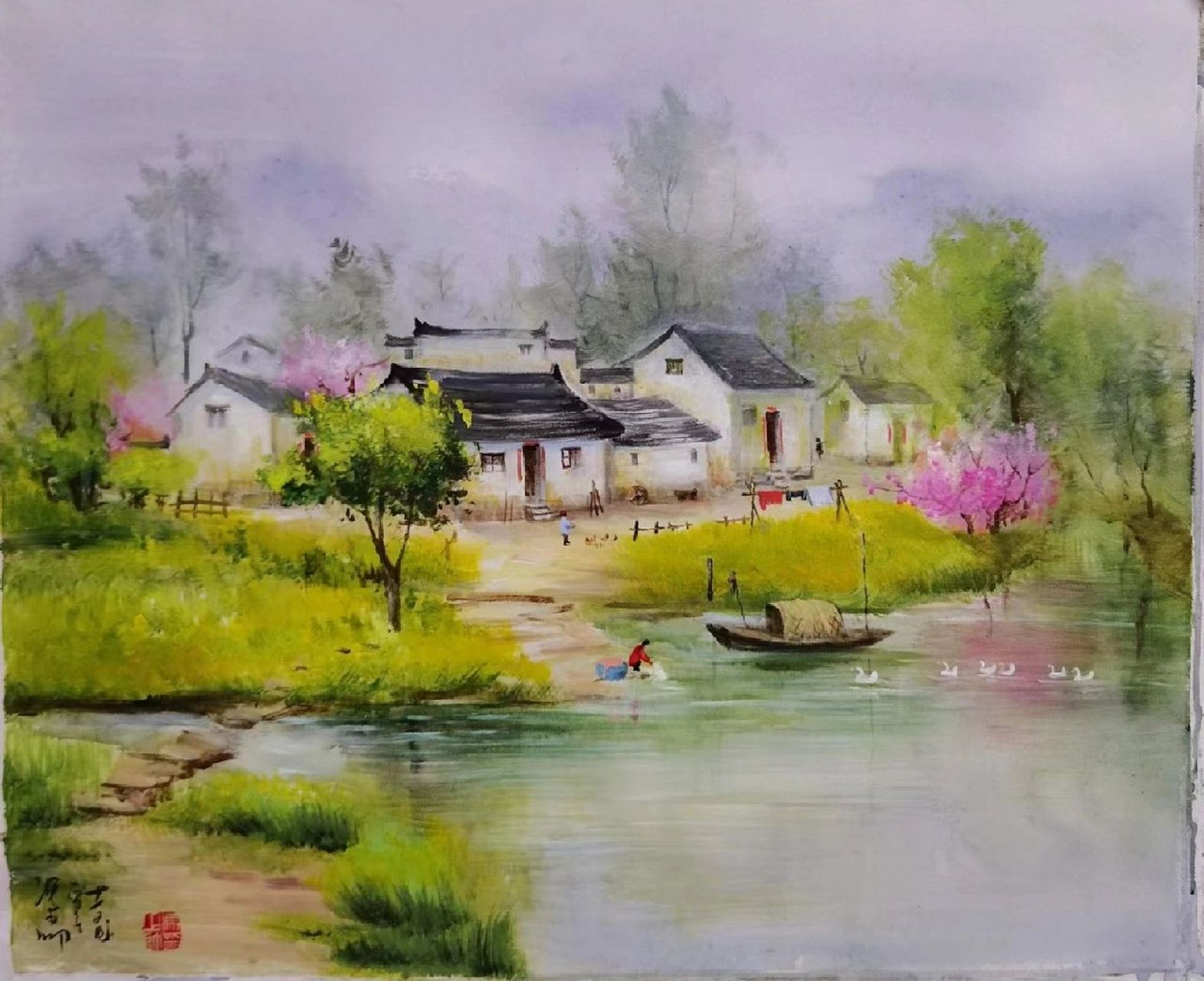 乡村美丽风景的图画图片