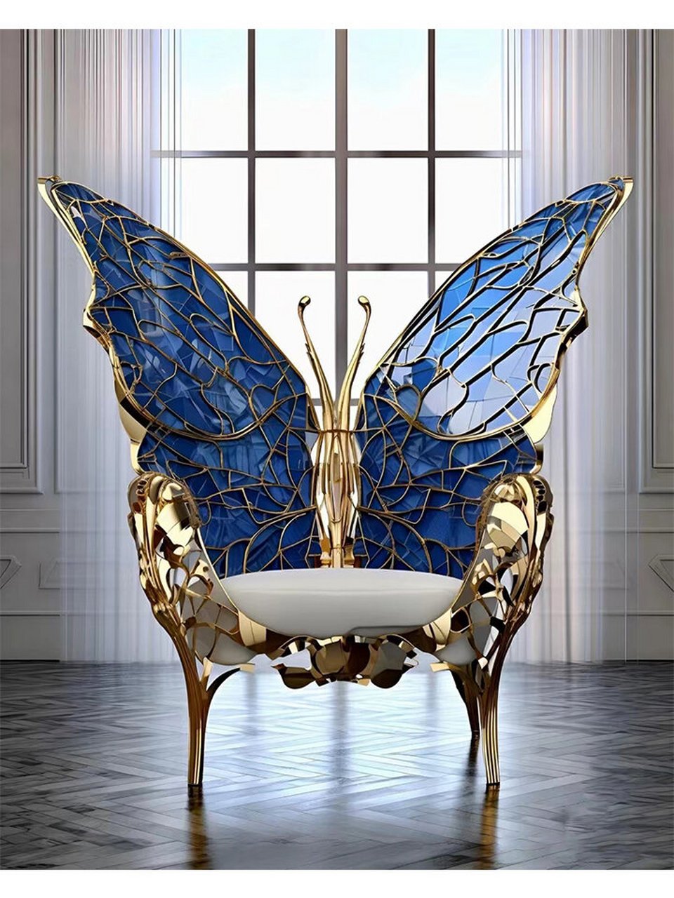 轻奢纯铜家具女王蝴蝶椅子 | m.h.t.z 材质: 黄铜,亚克力.