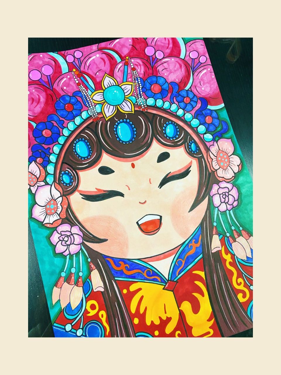 京剧人物国潮插画手绘 戏一折,水袖起落 唱悲观唱离合,无关我