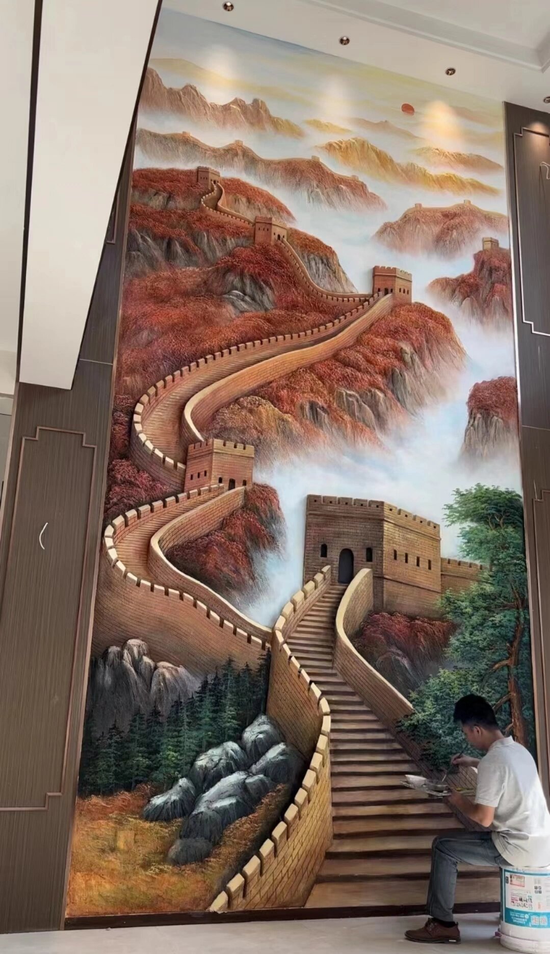 万里长城壁画 鹏程万里  纯手工壁画,欢迎来图定制!