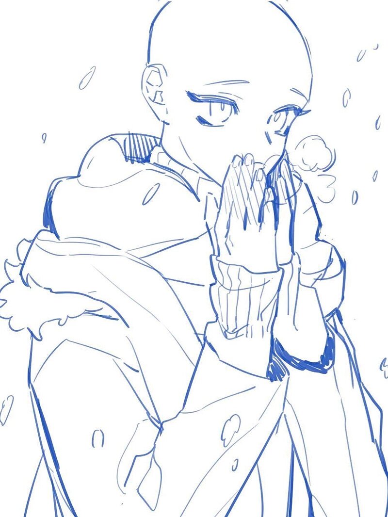 【绘画素材】雪天情侣单人绘画模板参考