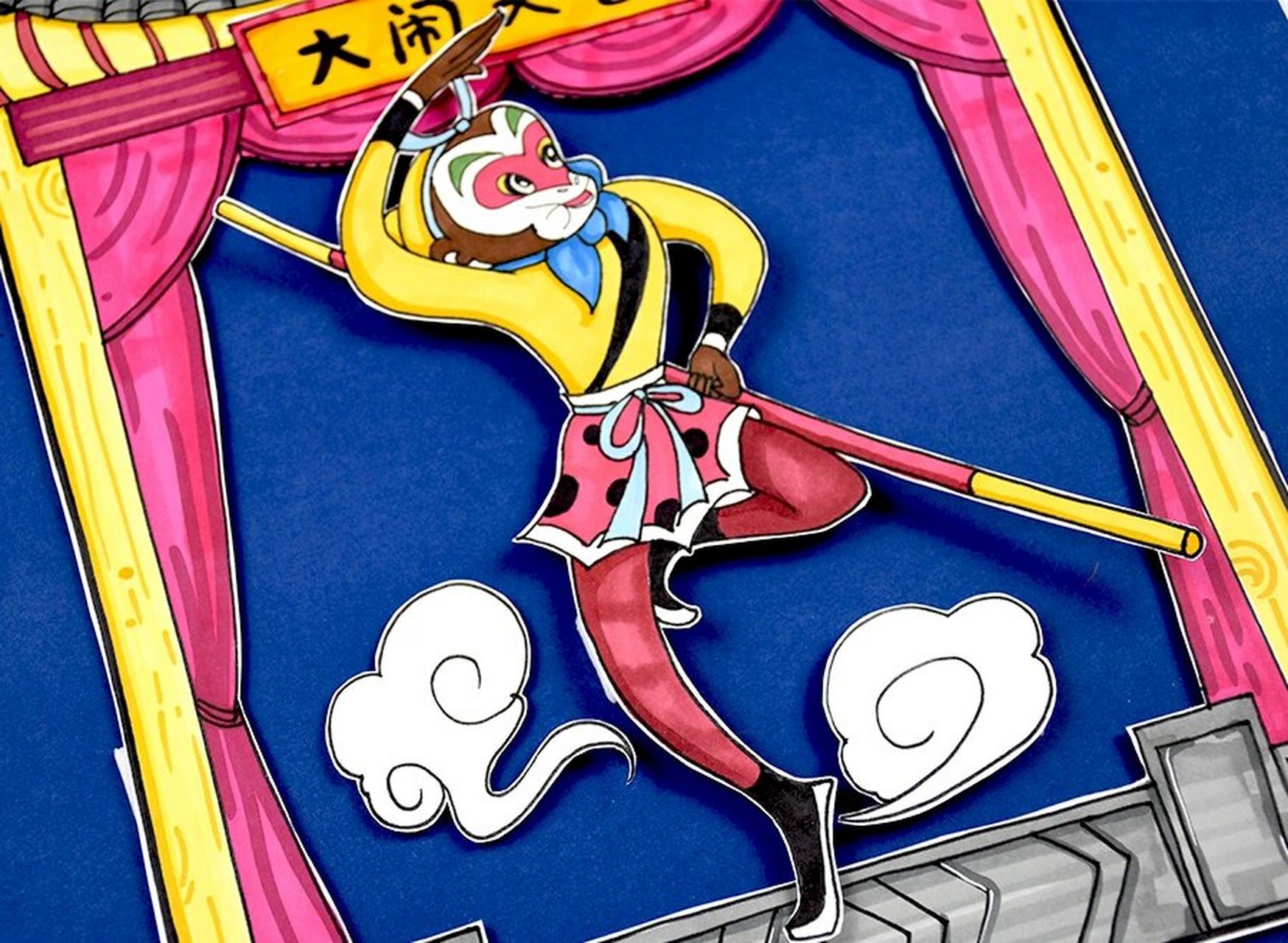 欣赏戏台的图片素材,小朋友们说一说,戏台跟我们