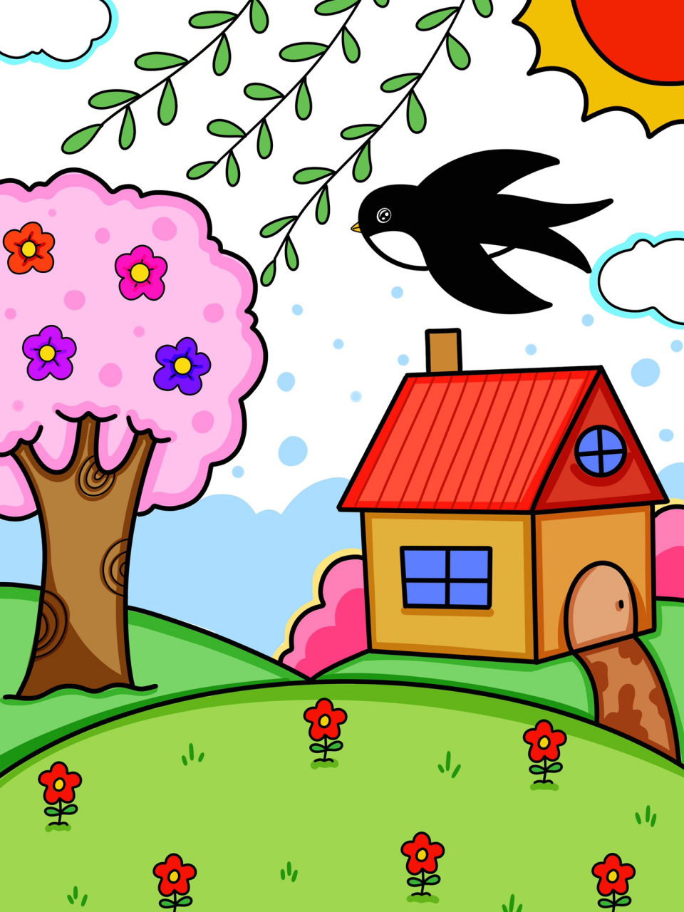 简笔画 #创意美术儿童画# #简笔画教程# #儿童创意画# #风景画