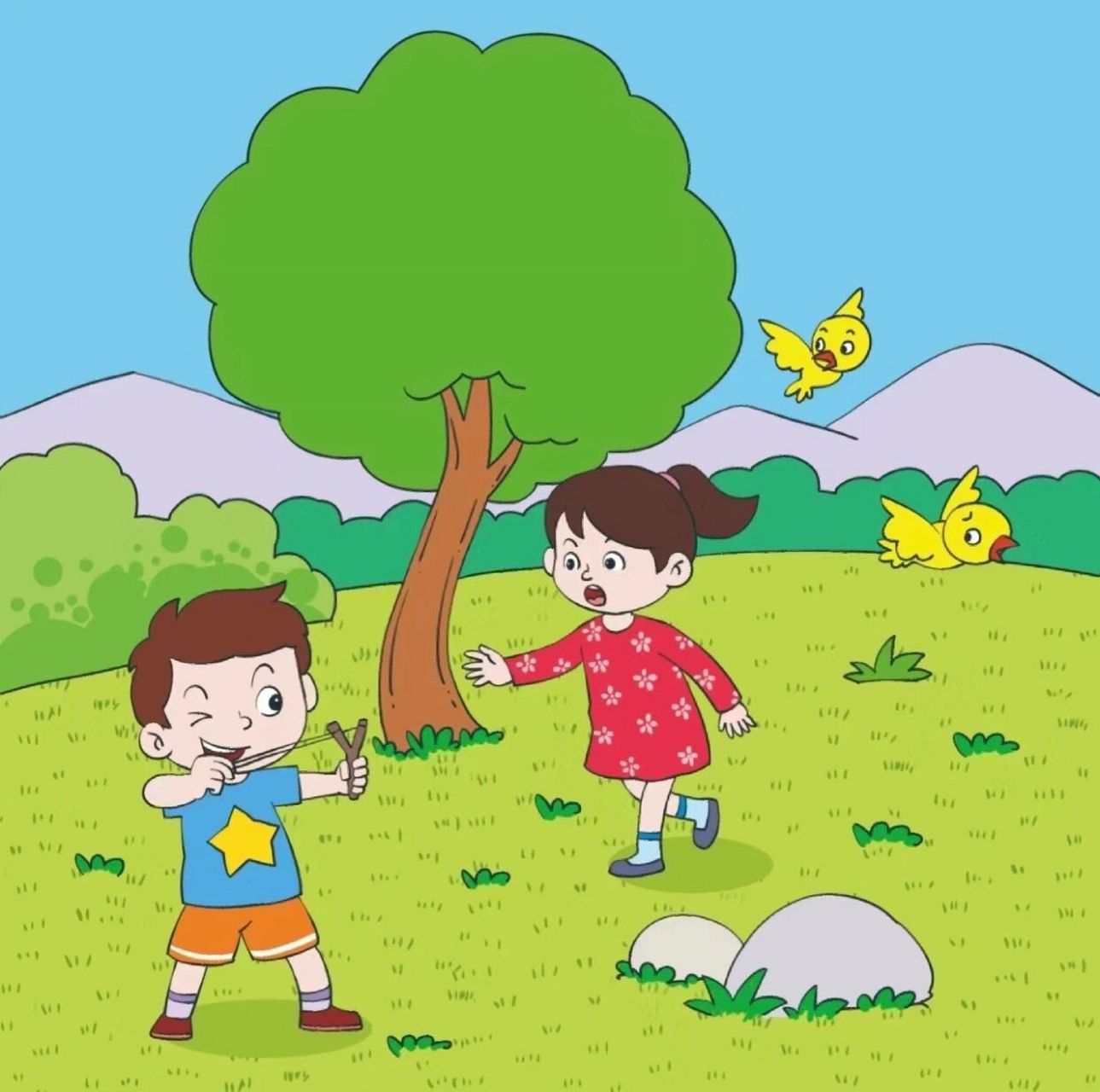 看图说话例文《这样做不好》 主题:人与自然和谐共生 例文:夏日炎炎