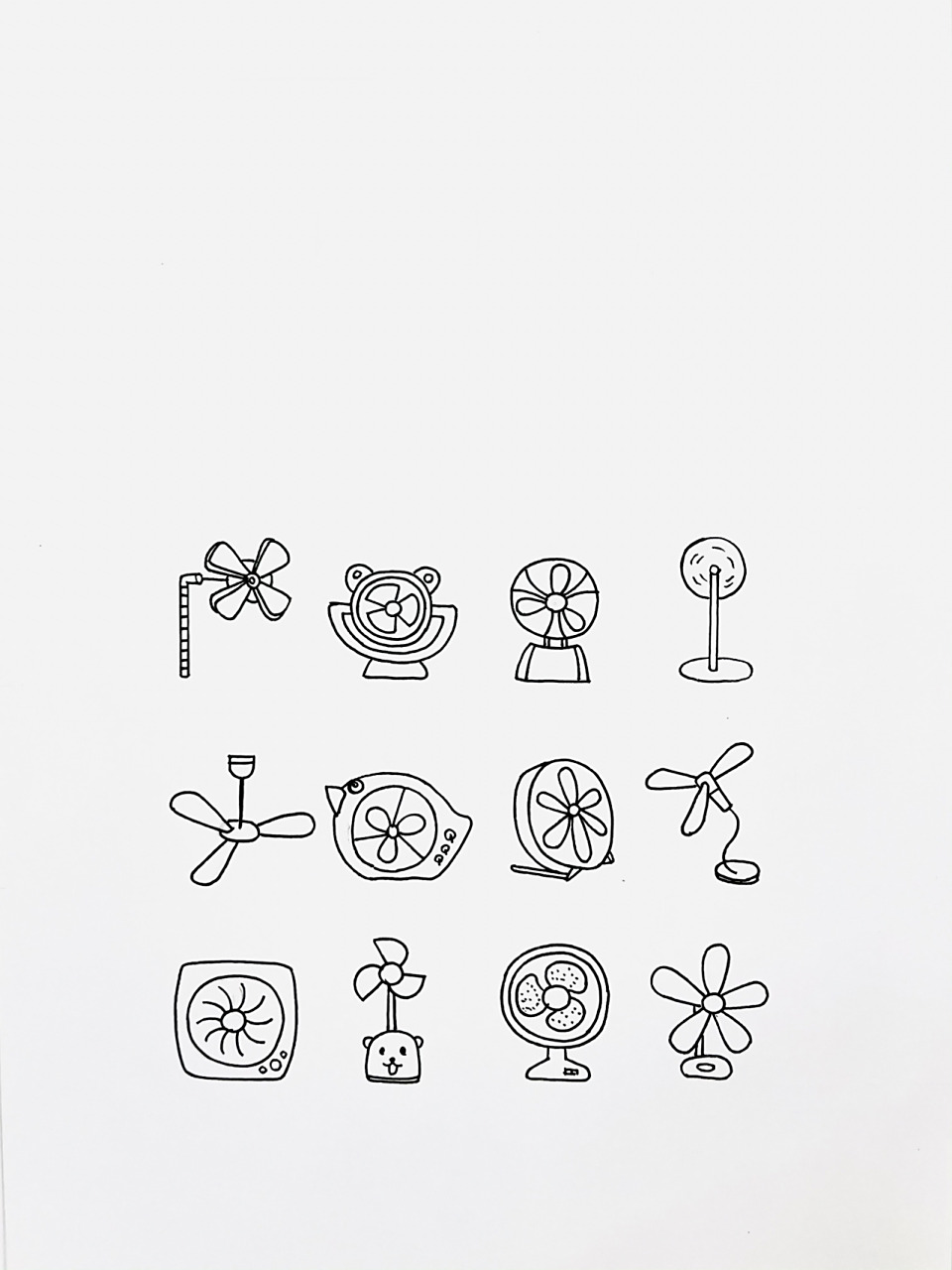 【简笔画】电扇 分享一组家用电器简笔画—风扇 大家还喜欢什么,留言