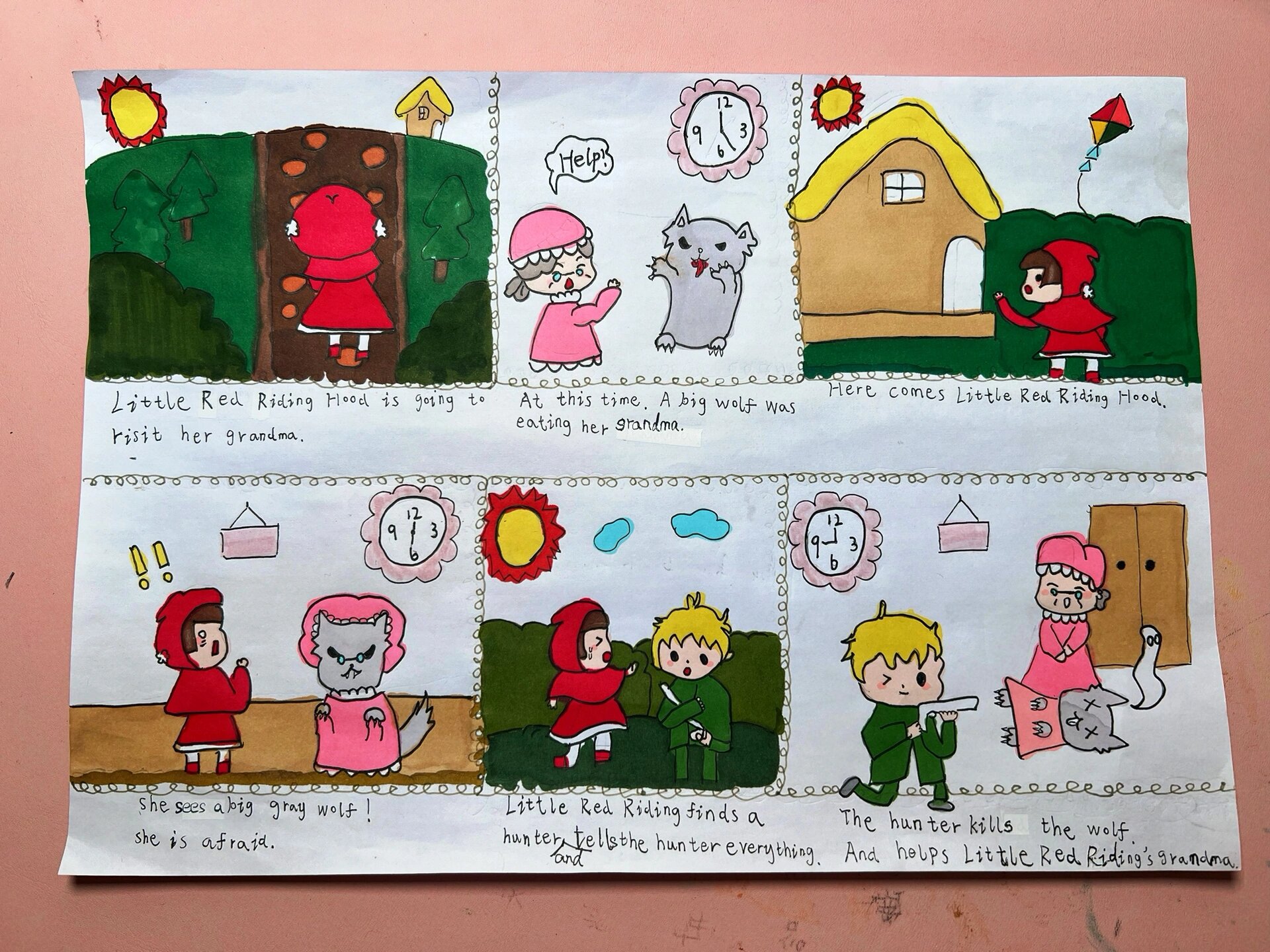 《小红帽》英文手抄报 三上英语节作品,每一帧的可爱都要记录下来.