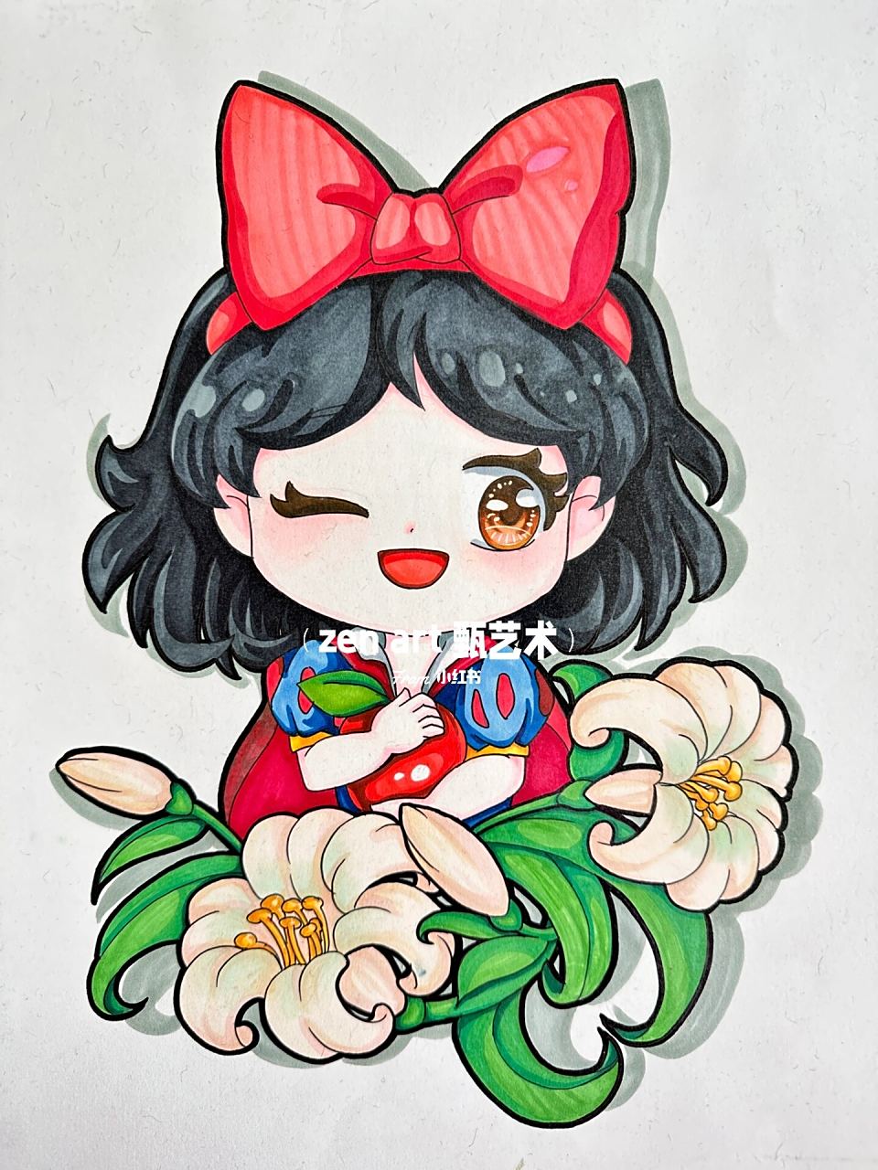 迪士尼公主手绘|马克笔绘画 茉莉公主 爱丽儿 花木兰 艾莎 安娜 白雪