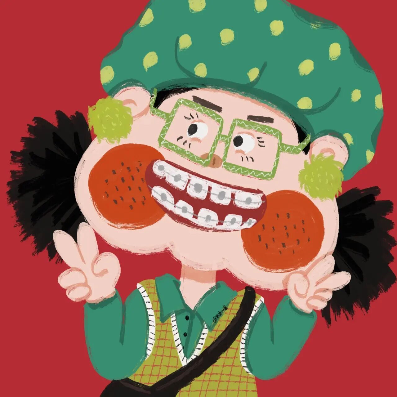 手绘插画|丑萌头像|戴牙套女孩集合啦 图片均为原创,未经授权禁止商用