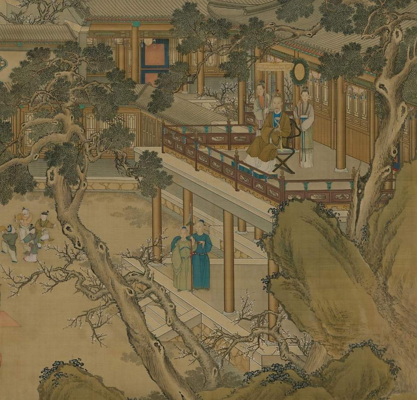 《乾隆帝元宵行乐图》是清代郎世宁创作的绢本设色画.
