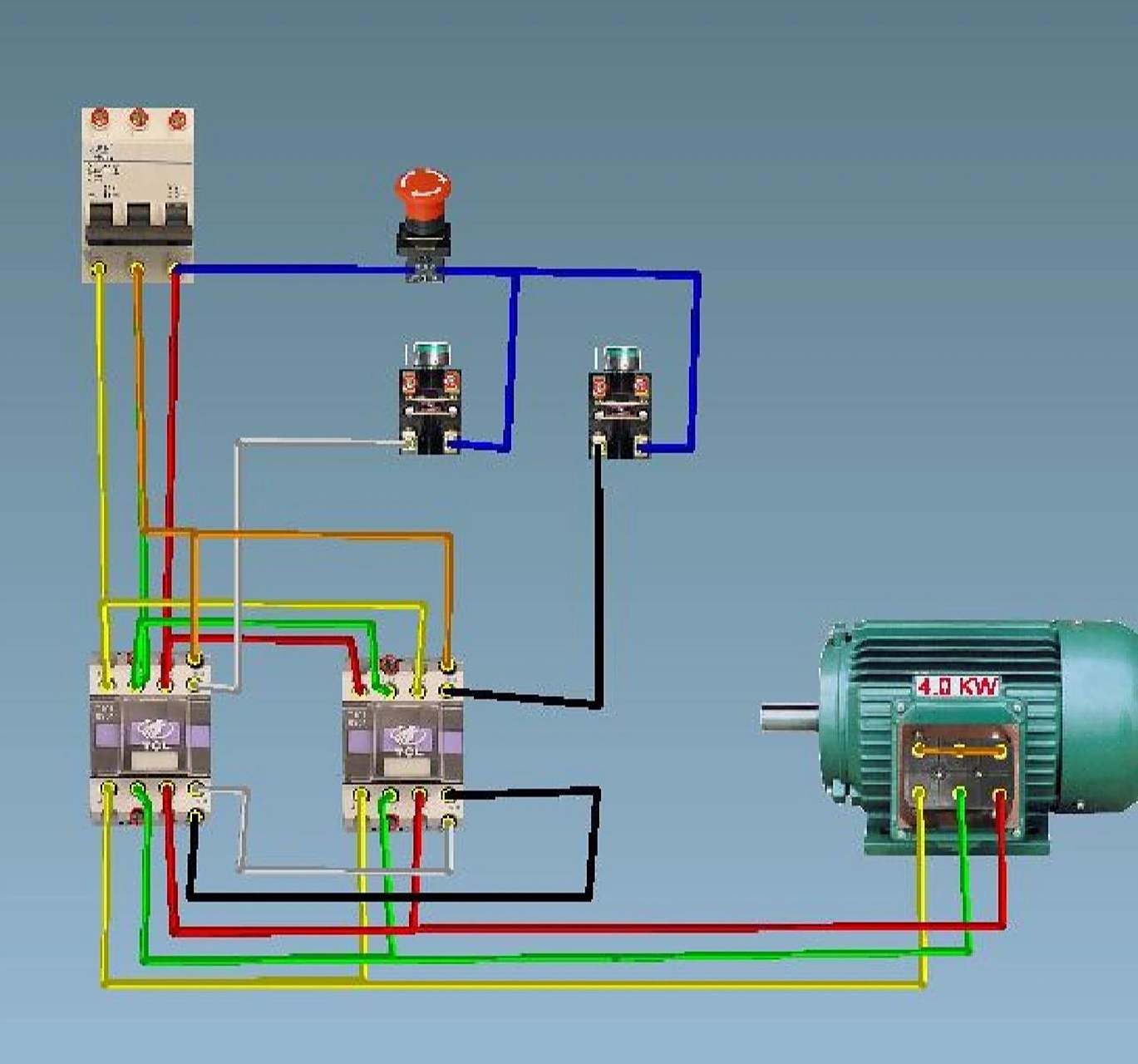 电机正反转实物接线原理图