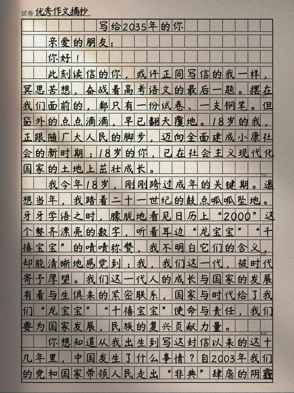 2035年的我作文100字图片