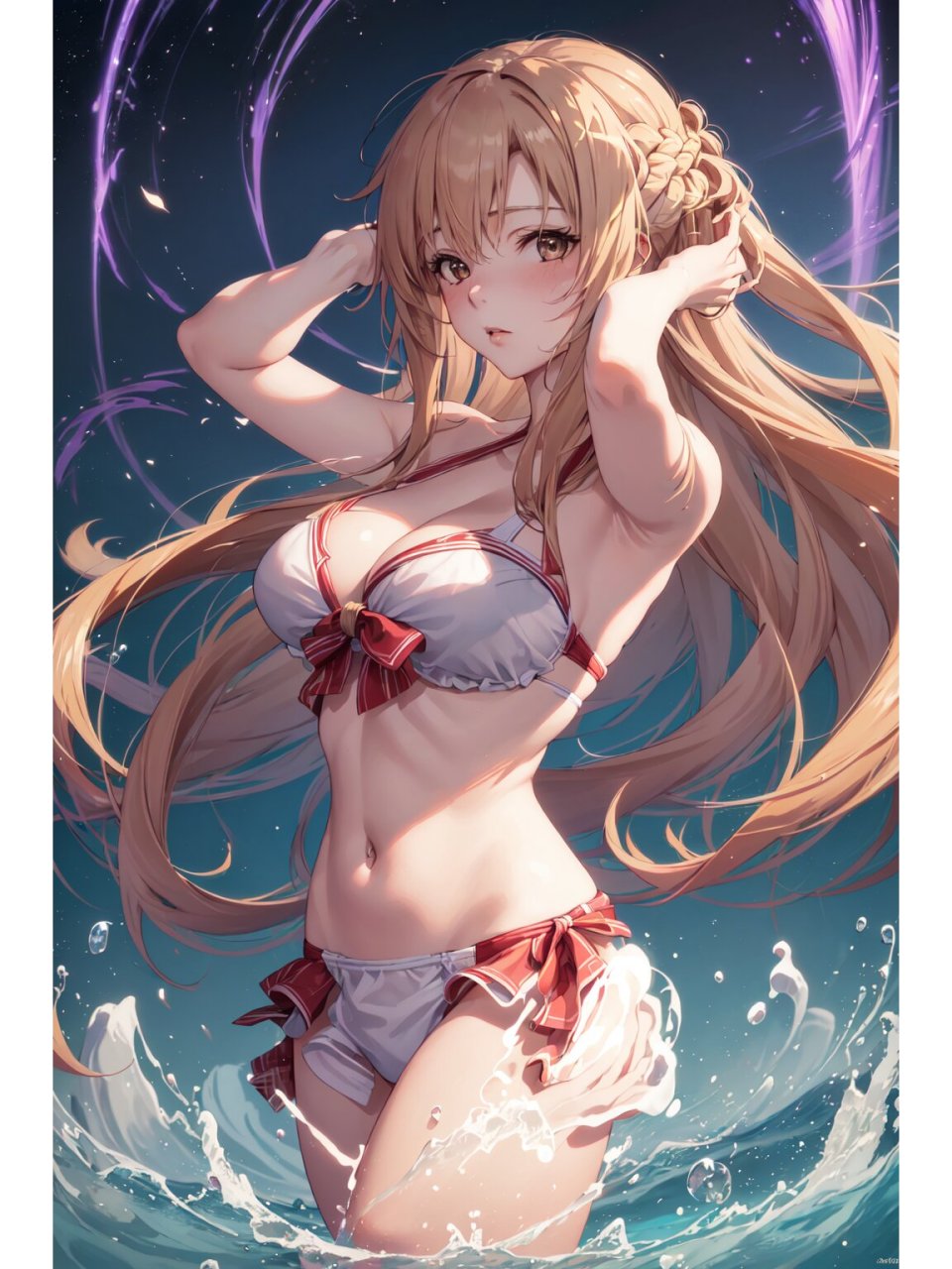 动漫壁纸推荐,亚丝娜泳装 这些都是我用ai生成的,调试了好久得出几张