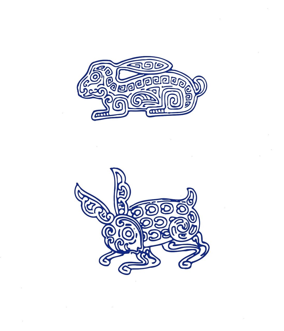 传统古典纹样图案-兔纹(三) 兔纹,青铜器纹饰之一.