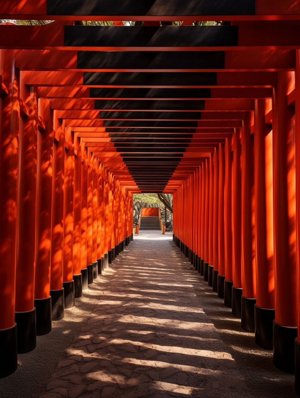 千本鸟居位于伏见稻荷大社,鸟居是日本神社的一种建筑物.
