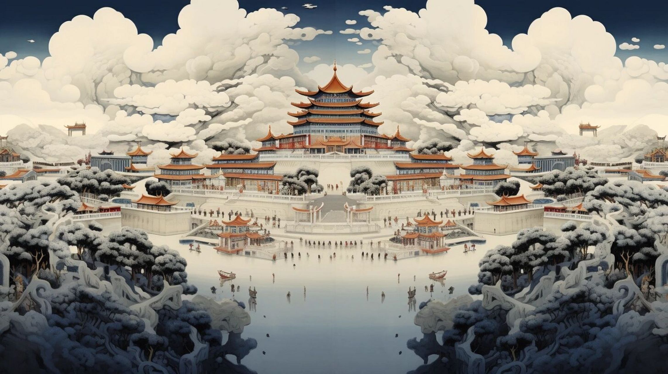 古建筑群 #画着画不出的画# #ai插画# #摄图网# #我和ai有画说# #历史