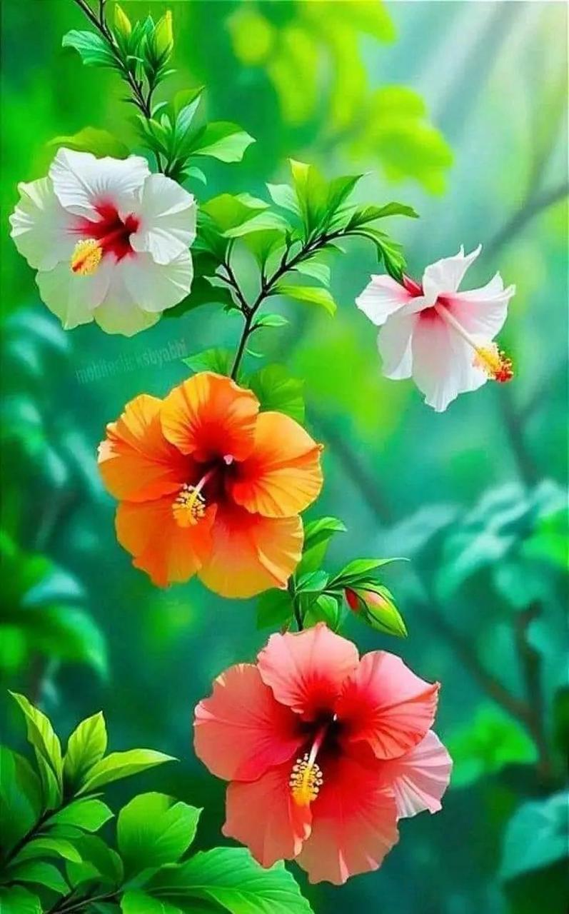 红花绿叶,美丽如画.