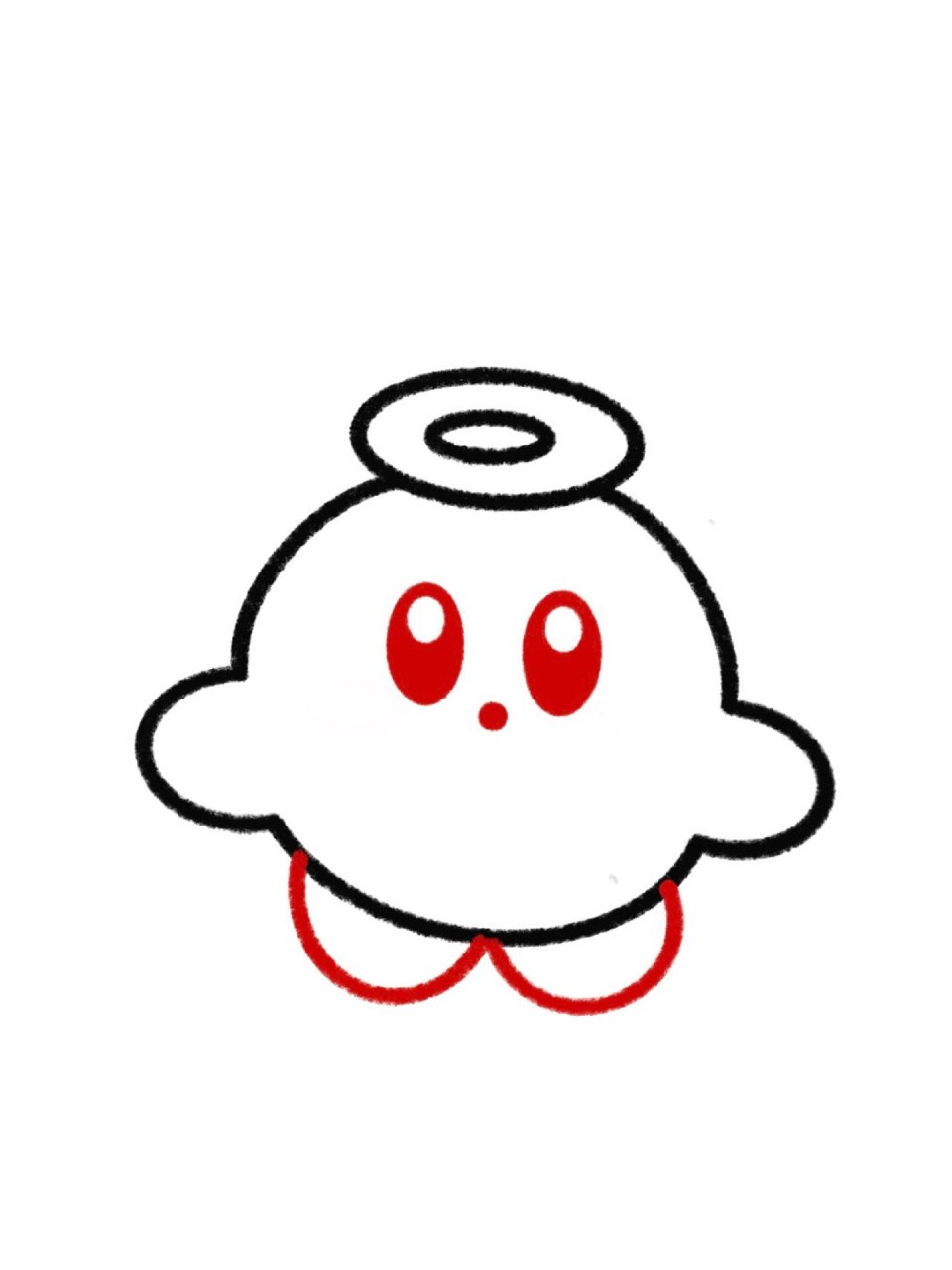 手残党学简笔画附教程✏️可爱小天使星之卡比 今天来画一个可爱