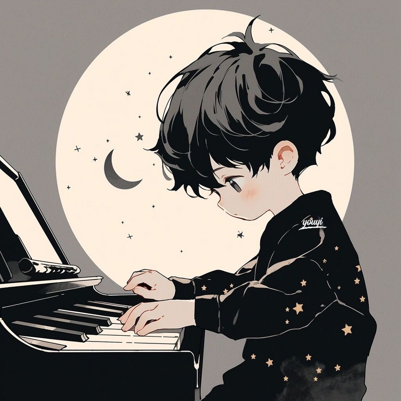 关于钢琴的头像 男生图片