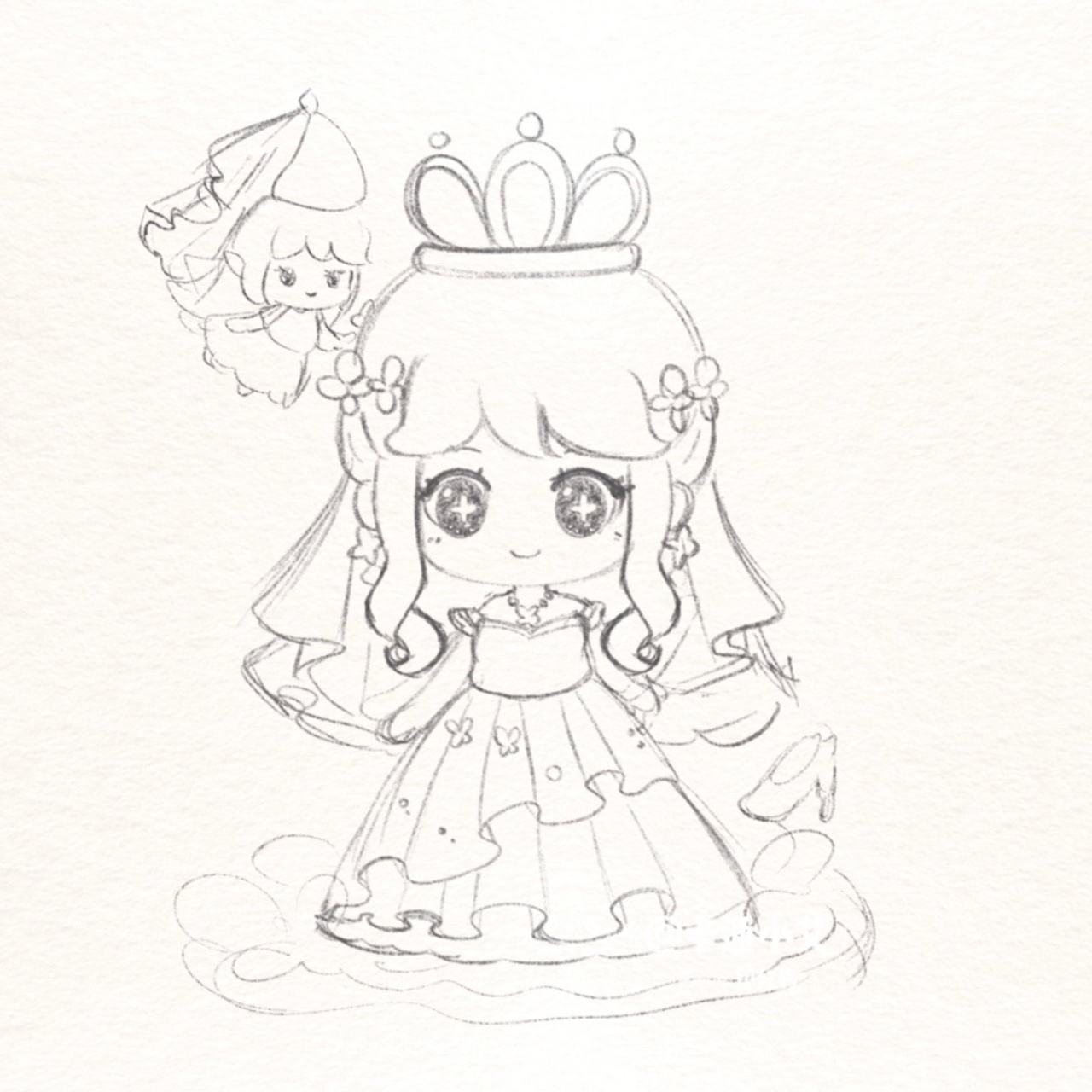 迷你世界灰姑娘 铅笔图 画画分解图 教程图 可爱萌萌的灰姑娘公主