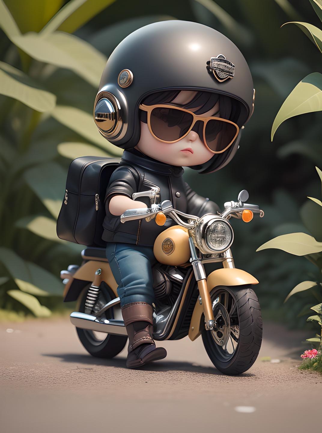 旅行者超萌男生骑车q版人物微信头像壁纸图