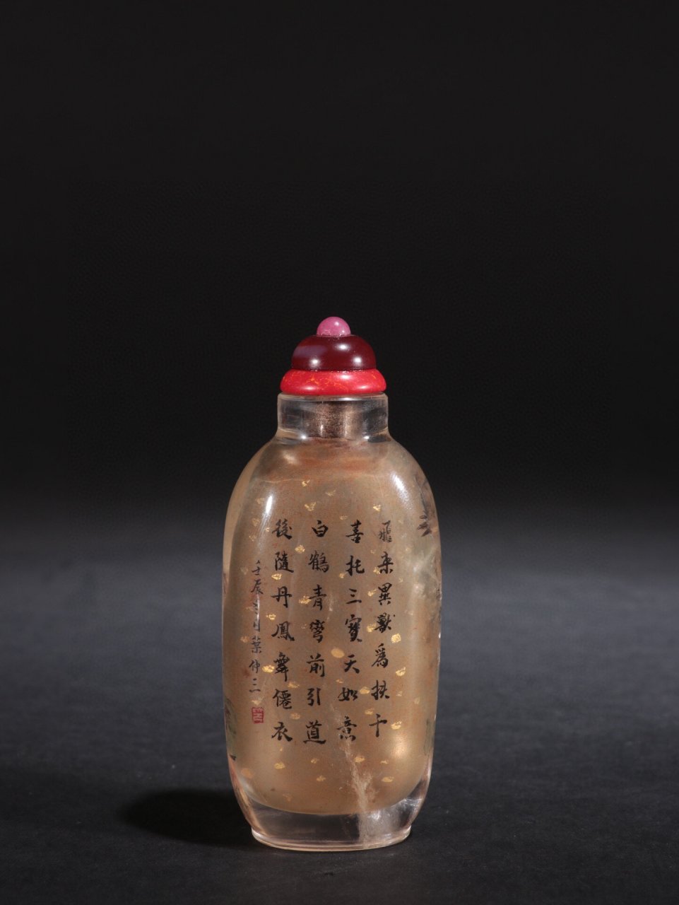 叶仲三款 老水晶内画"封神演义"鼻烟壶. 规格 :高9.5cm宽4cm重93g