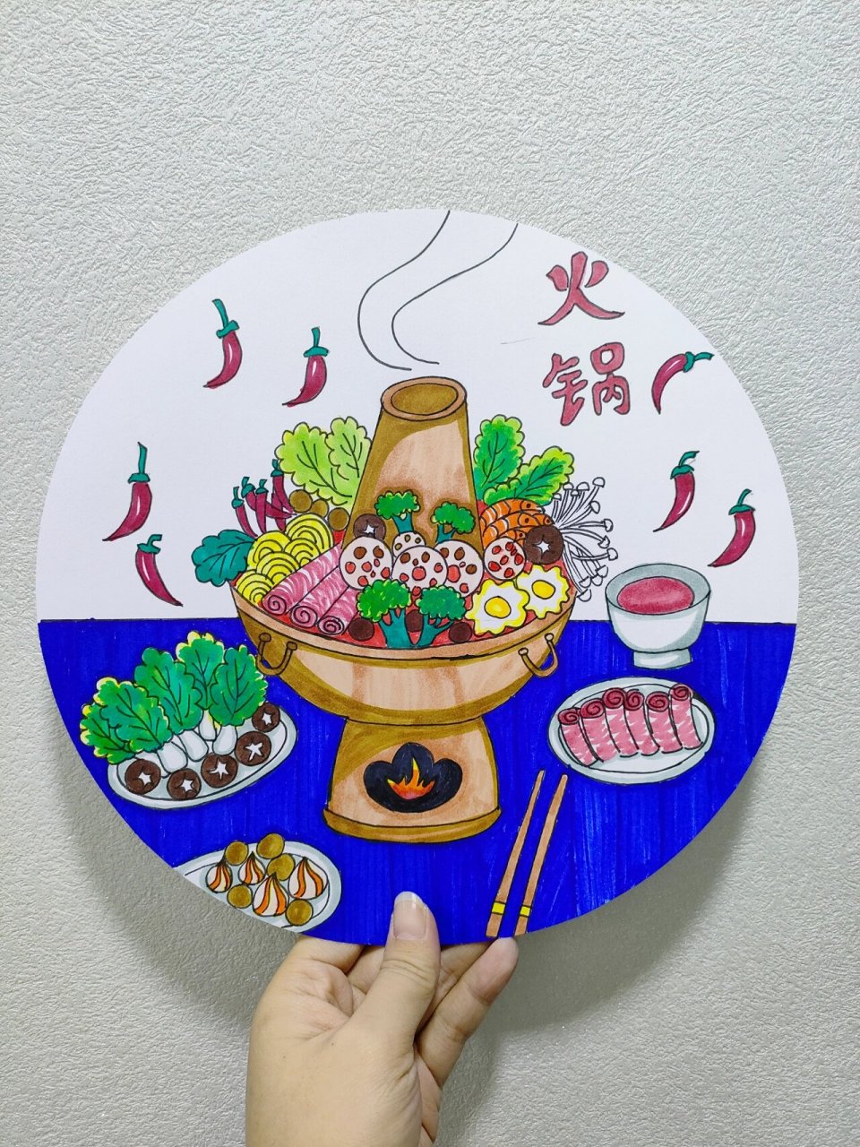 火锅简笔画 火锅简笔画,马克笔上色,临摹了多张图片.