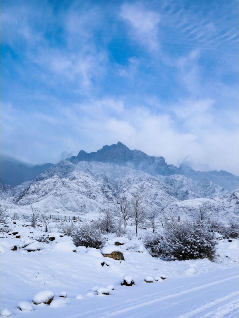 银川贺兰山雪景图片