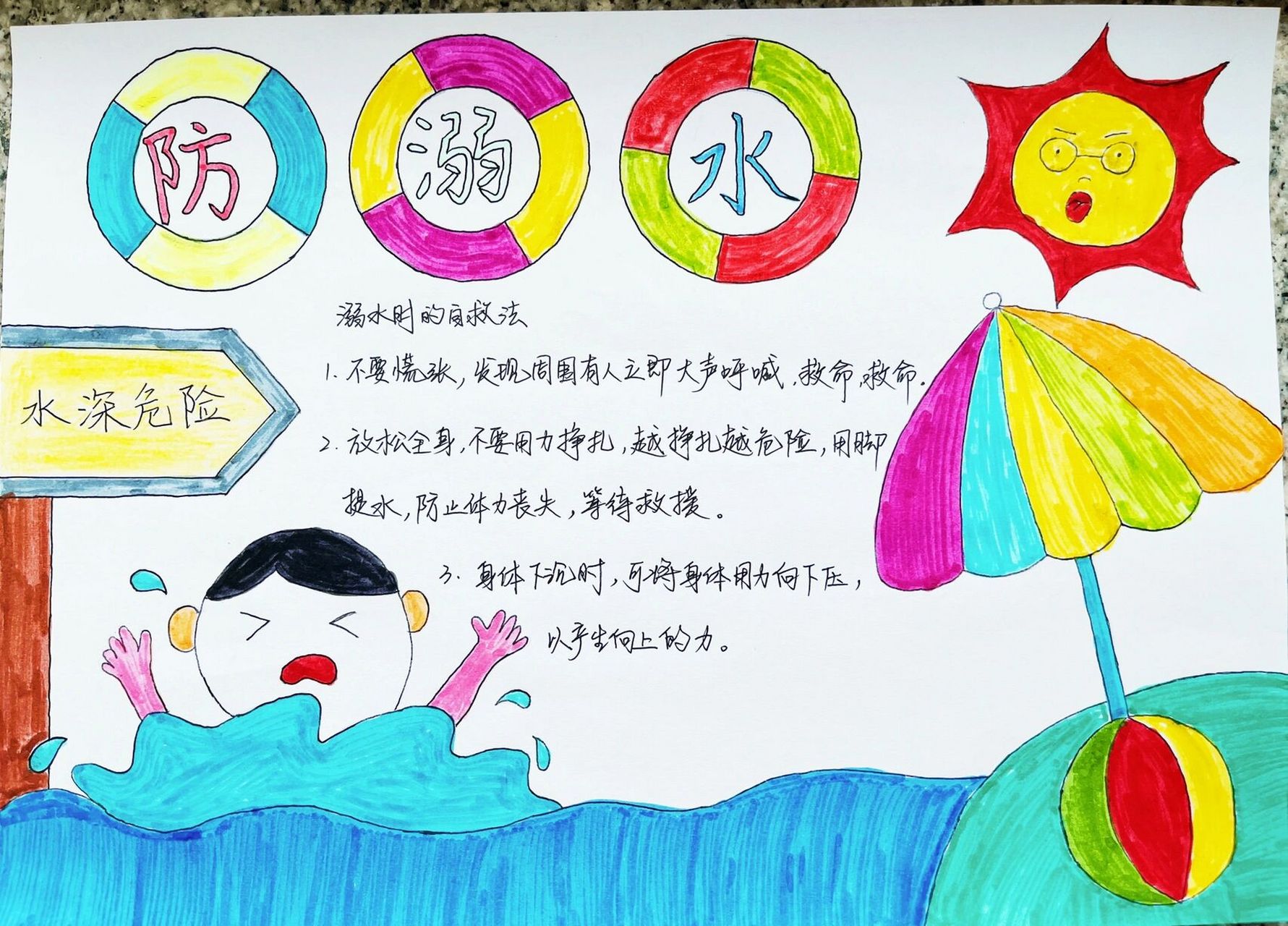 防溺水手抄报 有内容有颜色的手抄报, 夏季悄悄来临,上一篇防溺水手