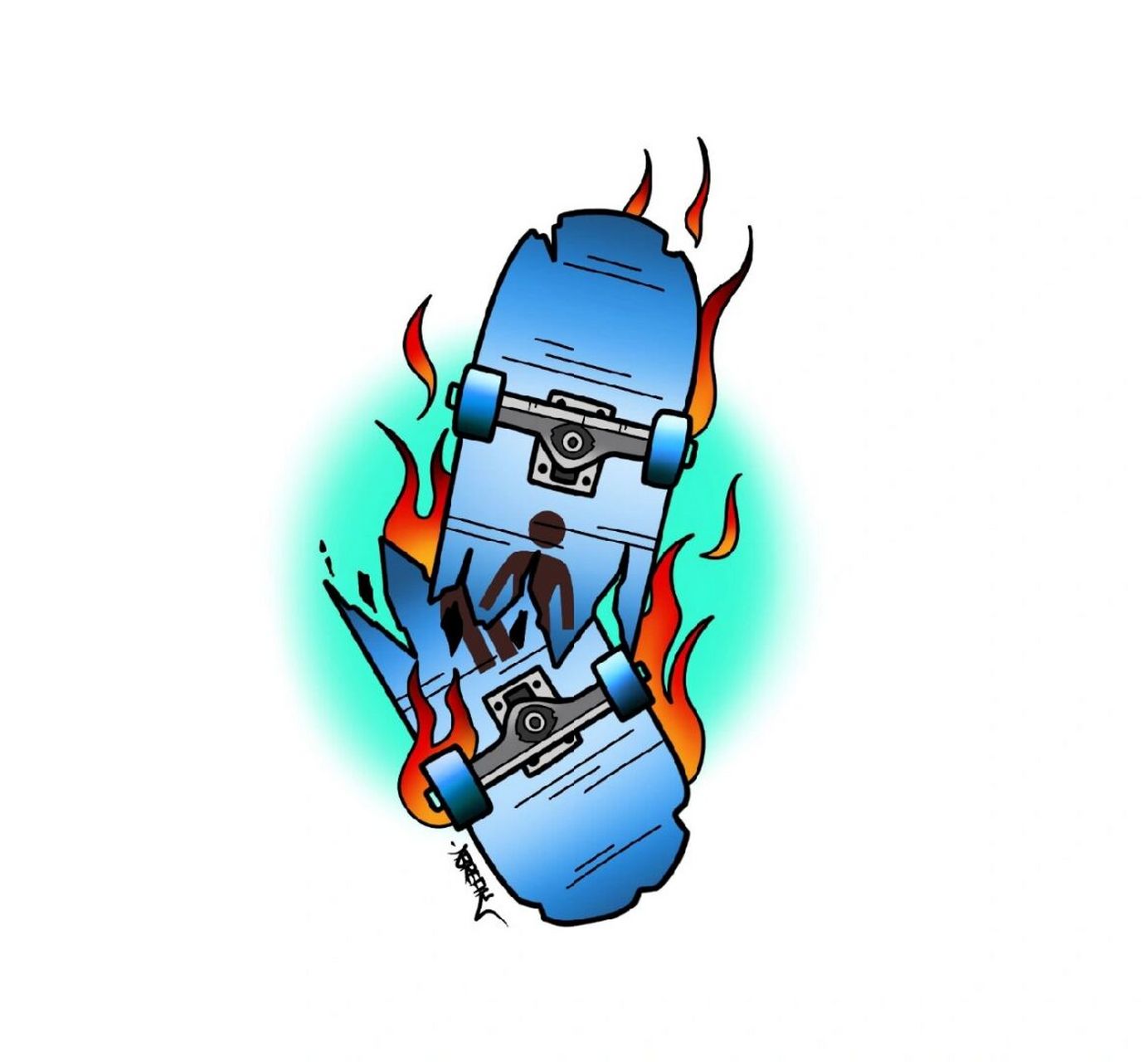 滑板纹身# #滑板# #oldschool纹身# #花臂拼接# #男生纹身# #批生