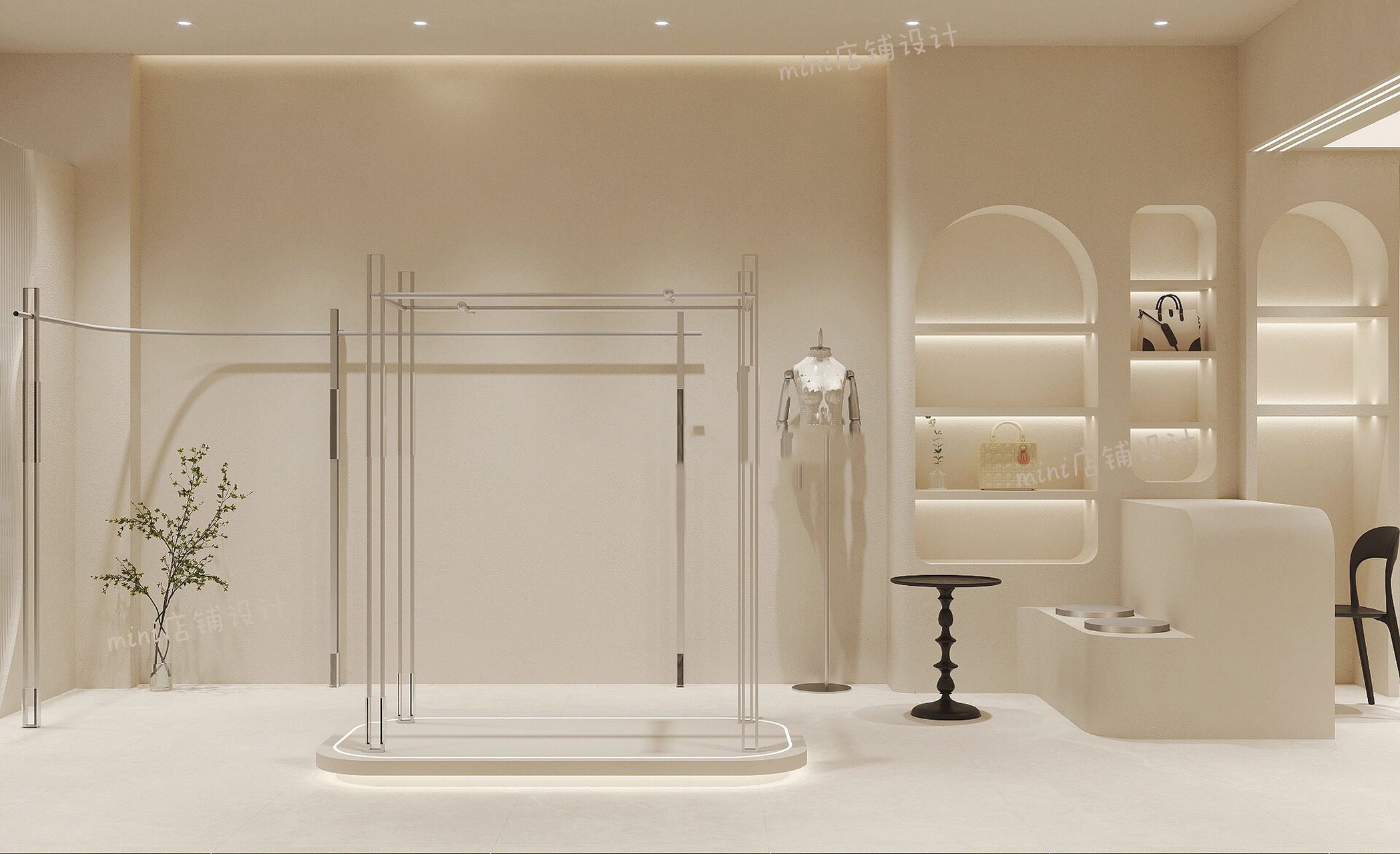 店装修|意式极简     设计需求:简单但不单调 设计面积:30平女装店