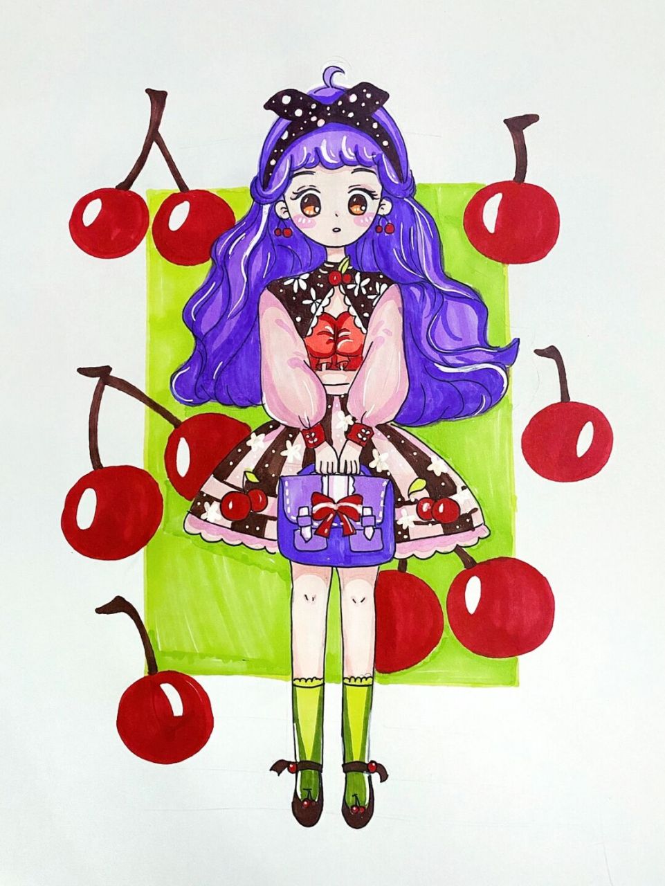 动漫女生 #马克笔# #马克笔动漫# #马克笔动漫人物画# #马克笔人物