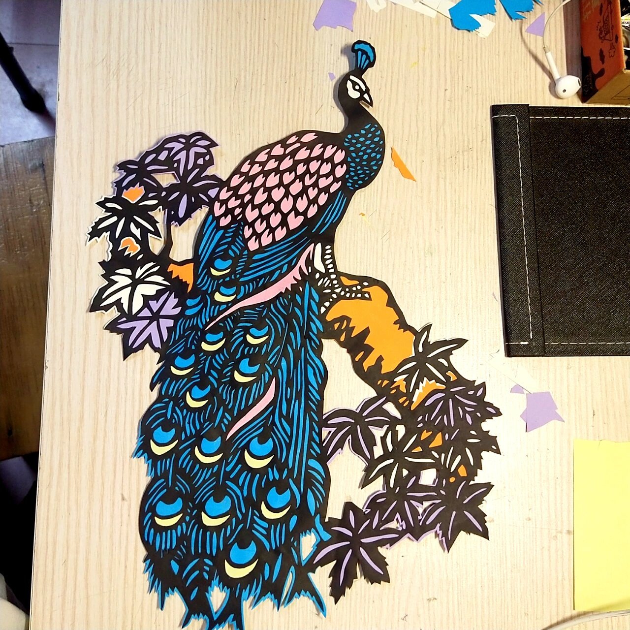 套色刻纸 孔雀套色刻纸超喜欢好好看