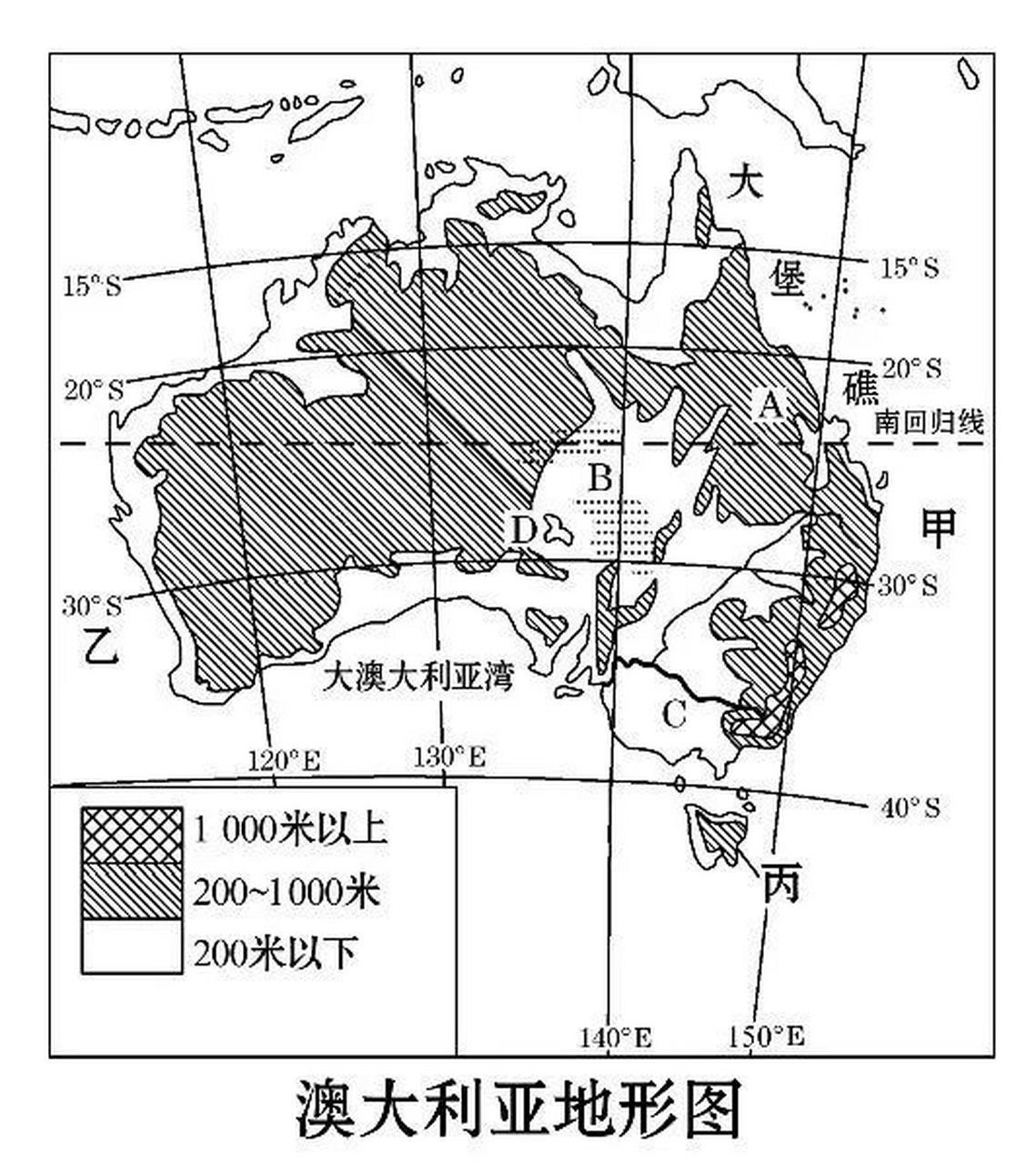 澳大利亚地形图空白图片