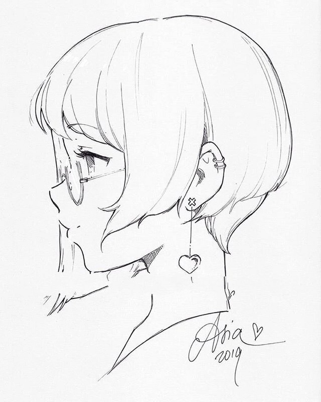 手绘线稿 | 女孩侧脸 78画师:ladowska