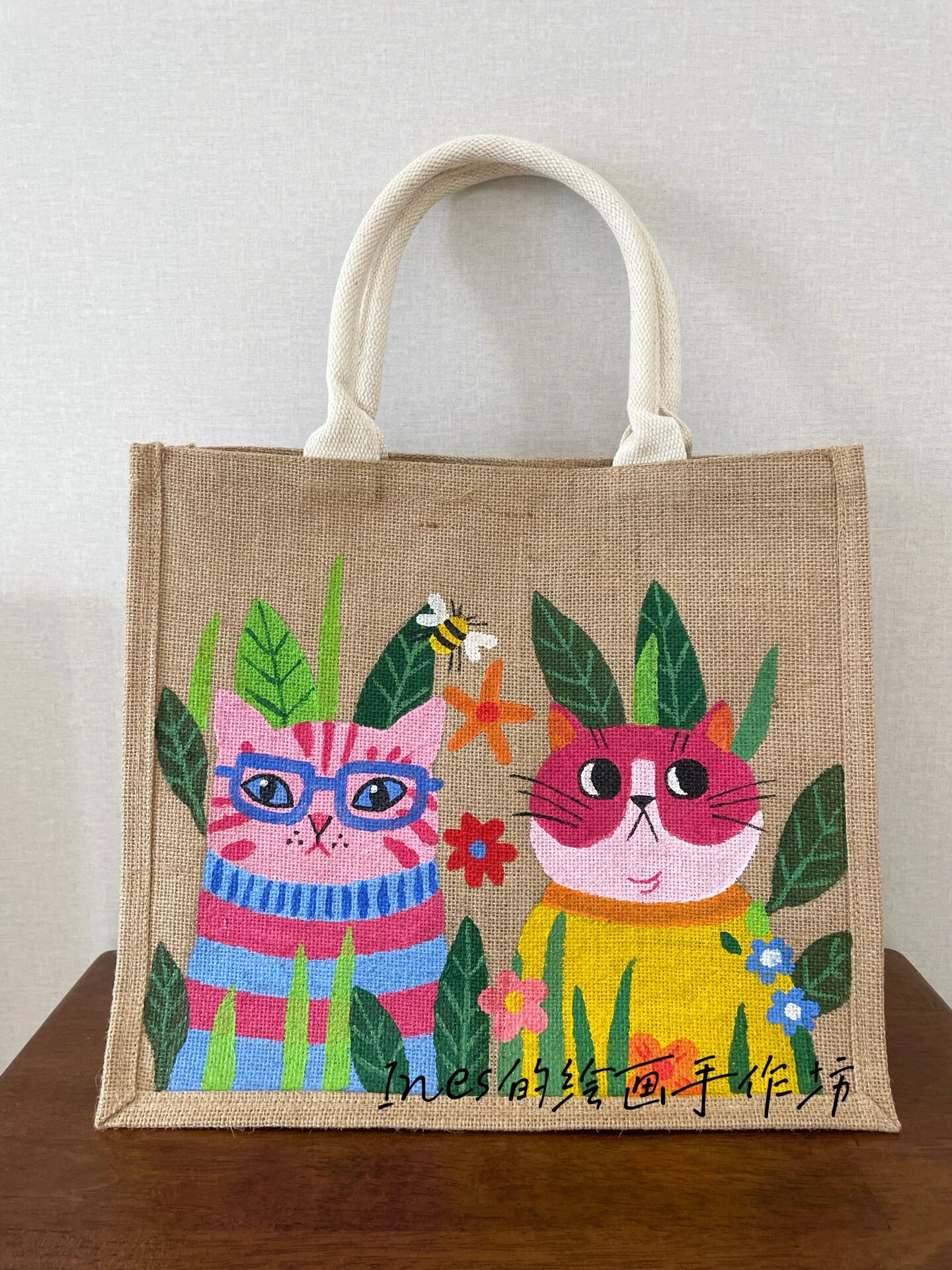 春日限定|手绘麻布袋春日卡通图案