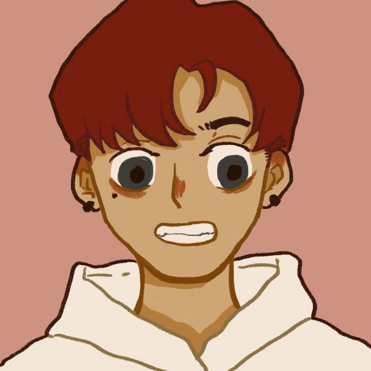 清冷傲娇闷骚受 红毛呆憨小狗攻 吸溜 	 #手绘头像# #男生头像# #插画