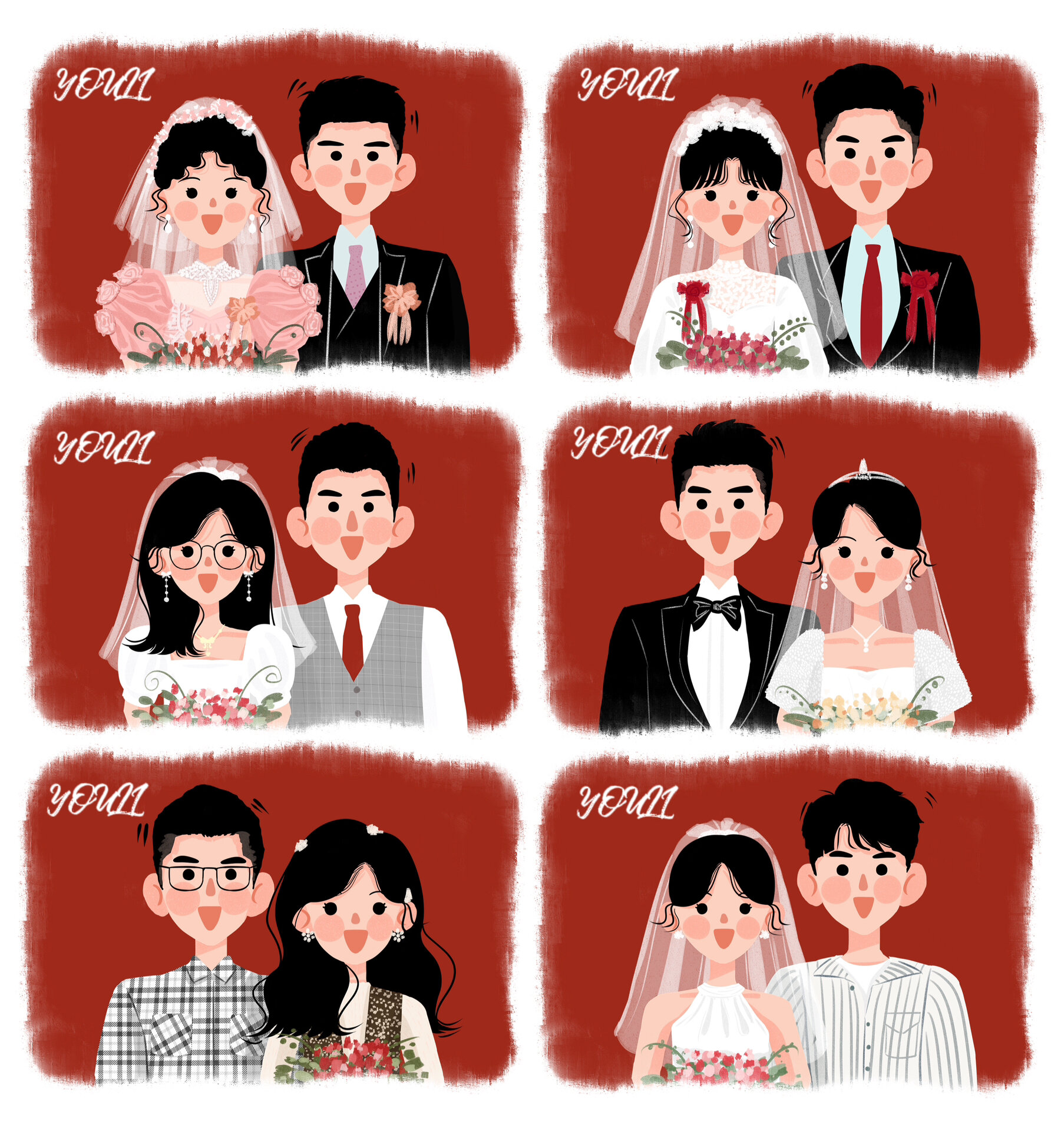 💕我们结婚啦🎉超可爱手绘登记照❤️结婚照❤️