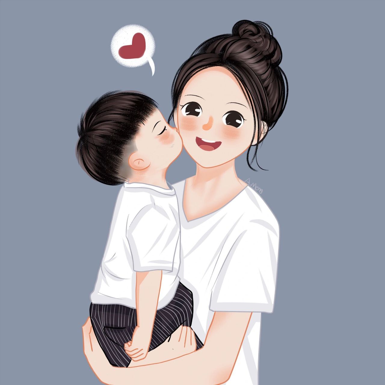 原创亲子手绘|亲子情侣头像|男宝篇03 你看,他天天就在我的眼皮底下