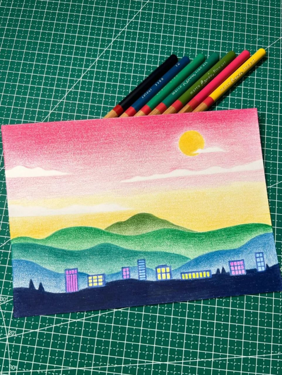 山景系列(彩铅画) #每日一画画# #简笔画# #彩铅画# #手绘临摹# #彩铅