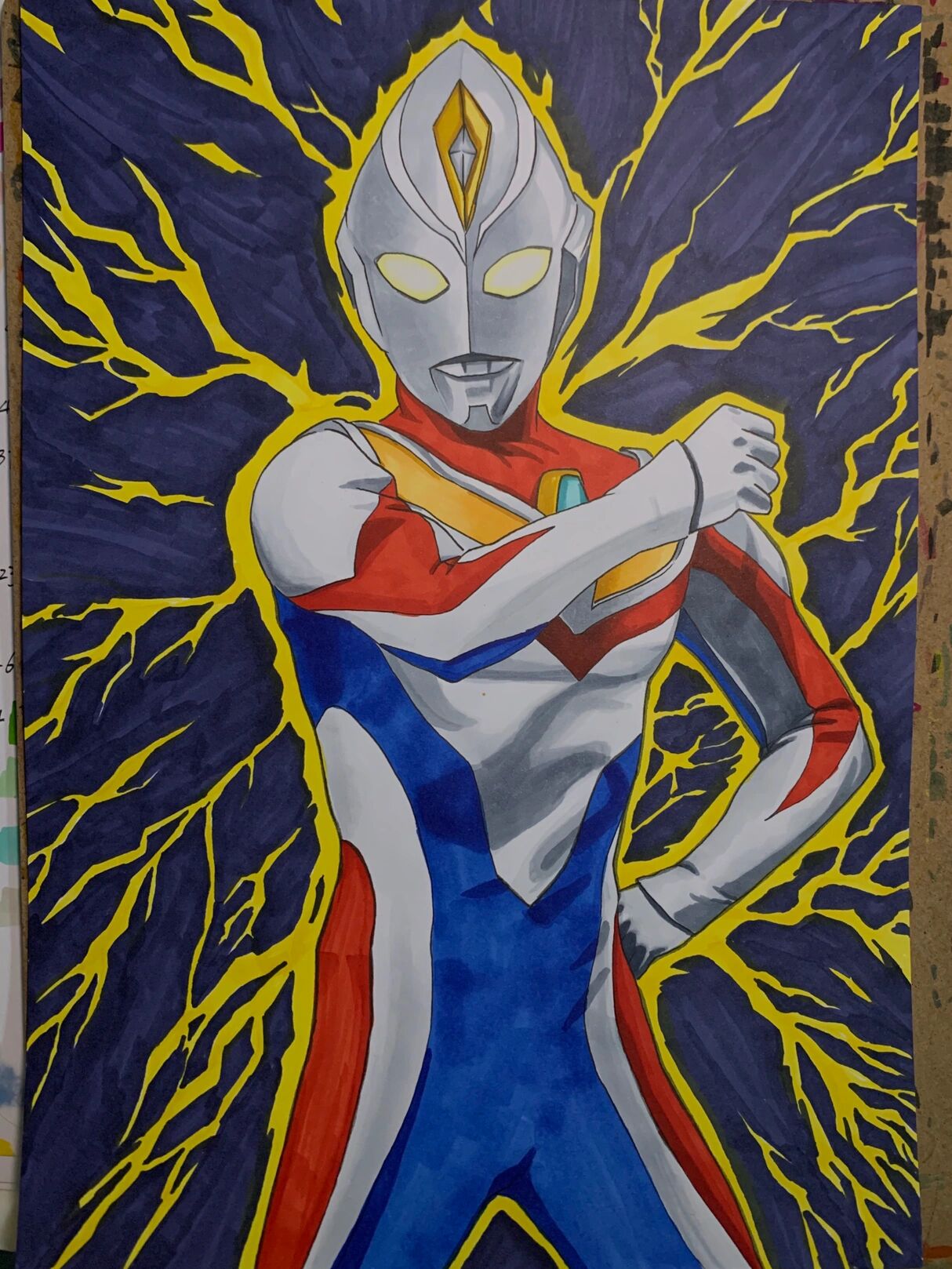 戴拿奥特曼超详细手绘过程,简单易学 马克笔手绘戴拿奥特曼详细手绘