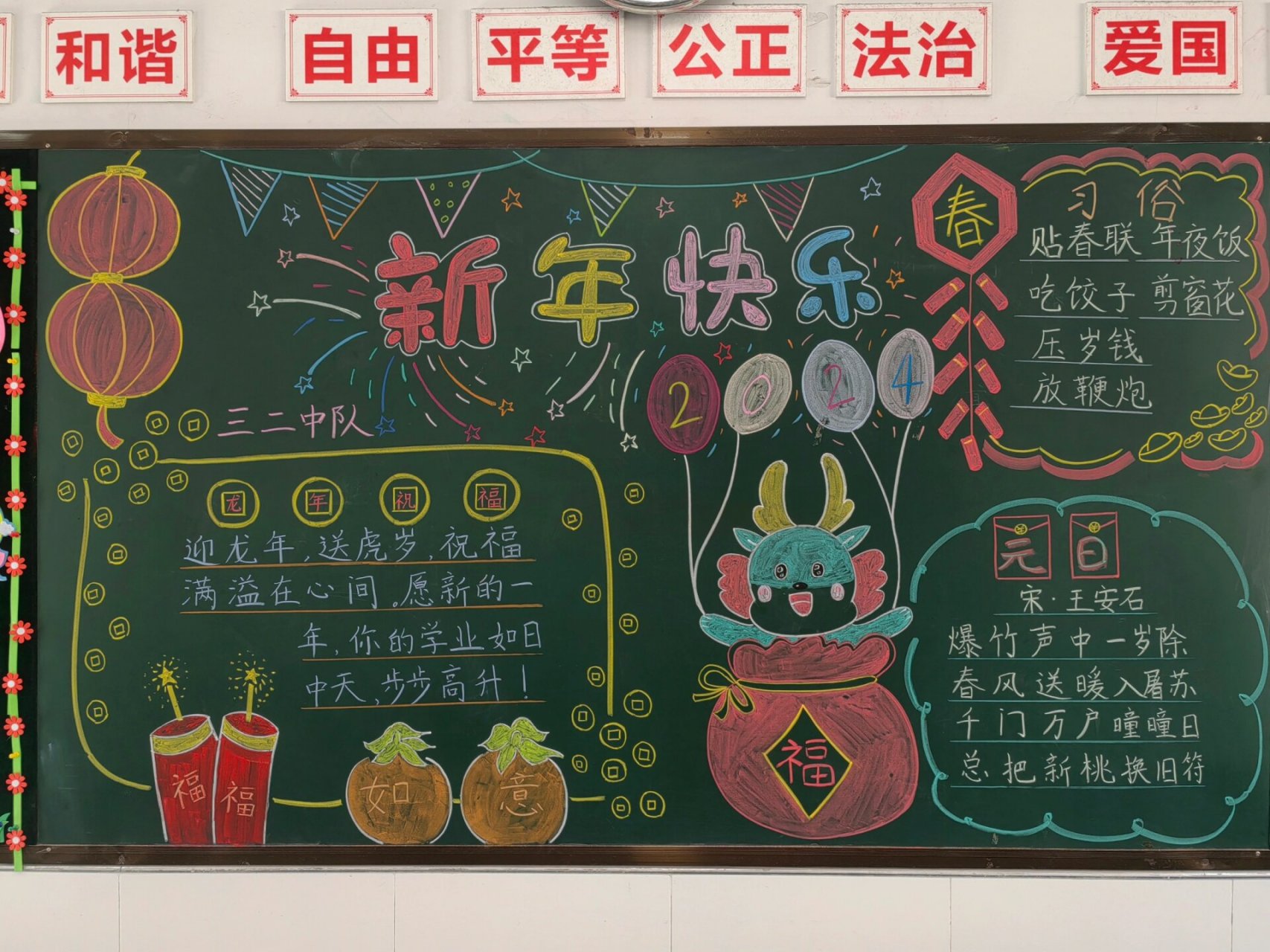2024新年快乐黑板报