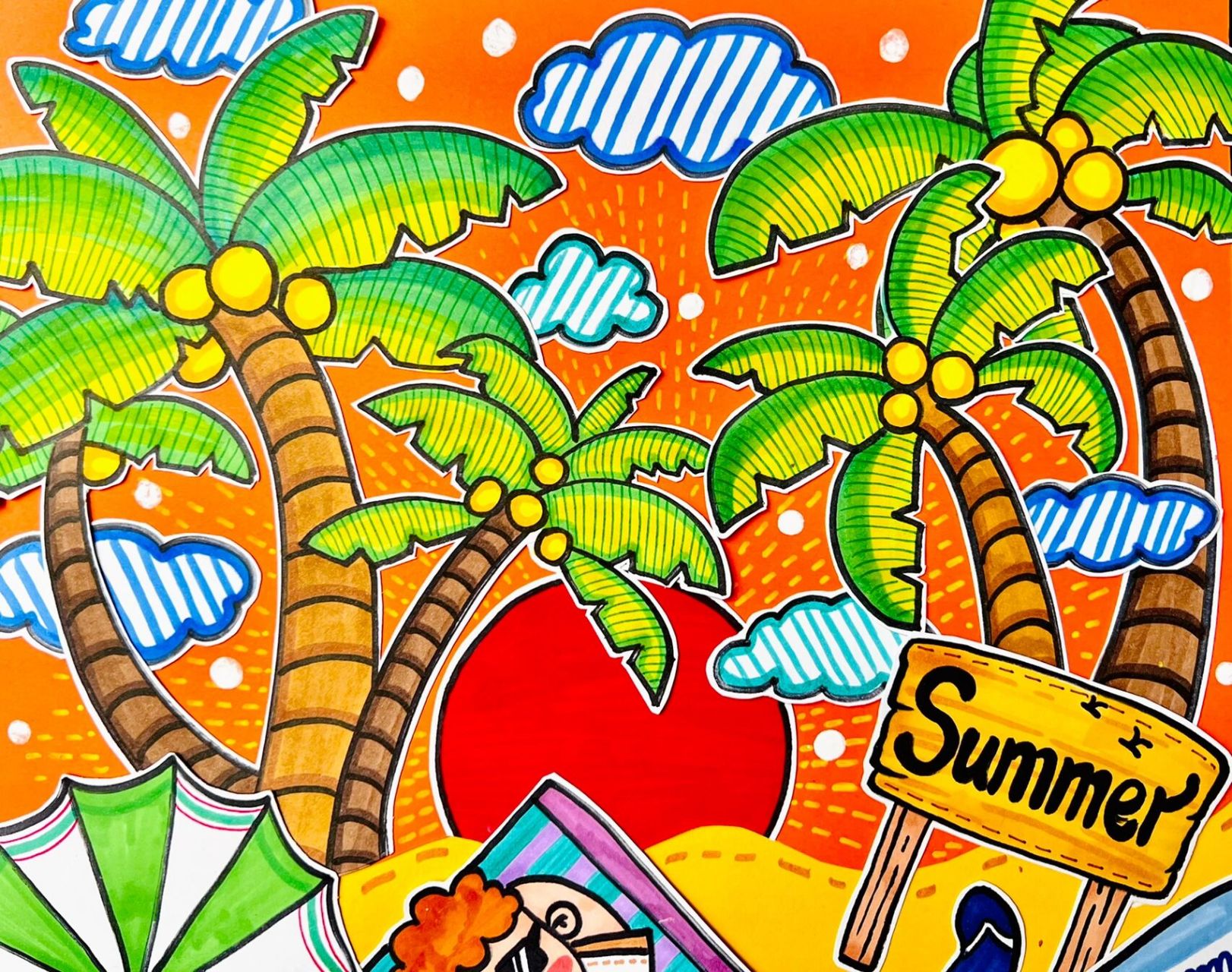 创意儿童画|美术课件_夏日海滩99 95这个暑假你有没有去海边呀